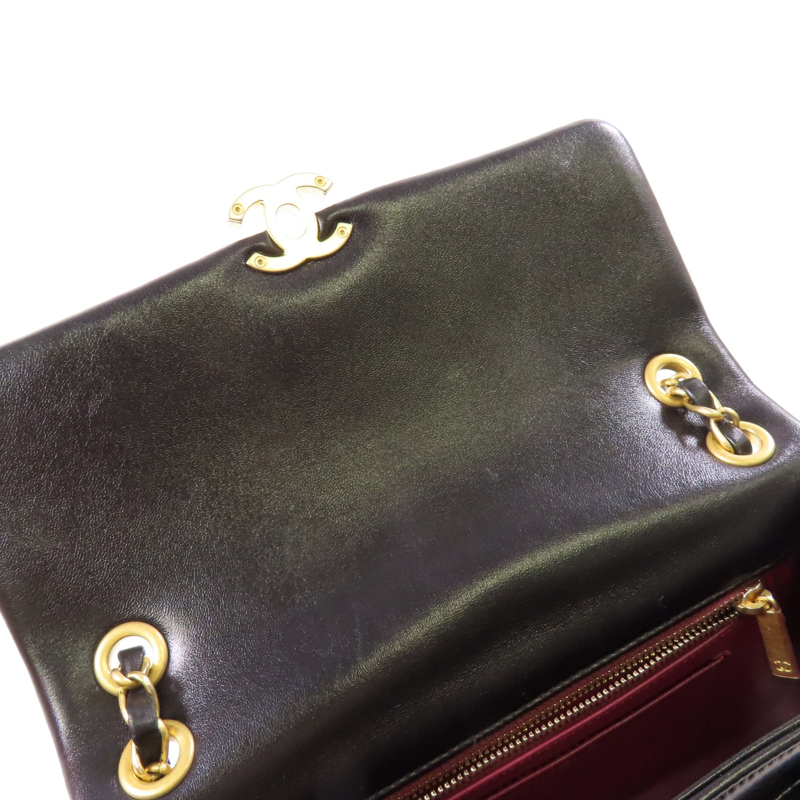 CHANEL 牛皮皮革Chain Shoulder金扣鏈帶肩背袋