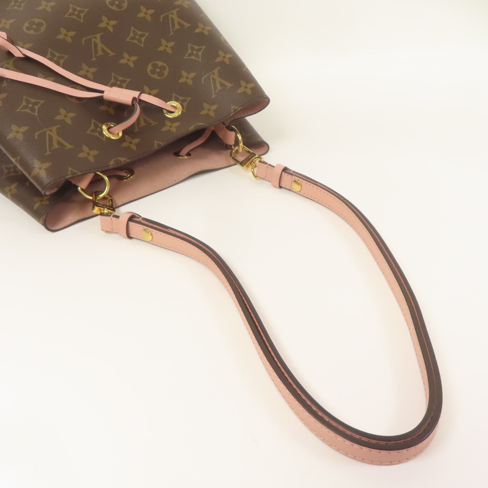 LOUIS VUITTON Monogram Neo Noe金扣手挽肩背兩用袋棕色/粉紅色
