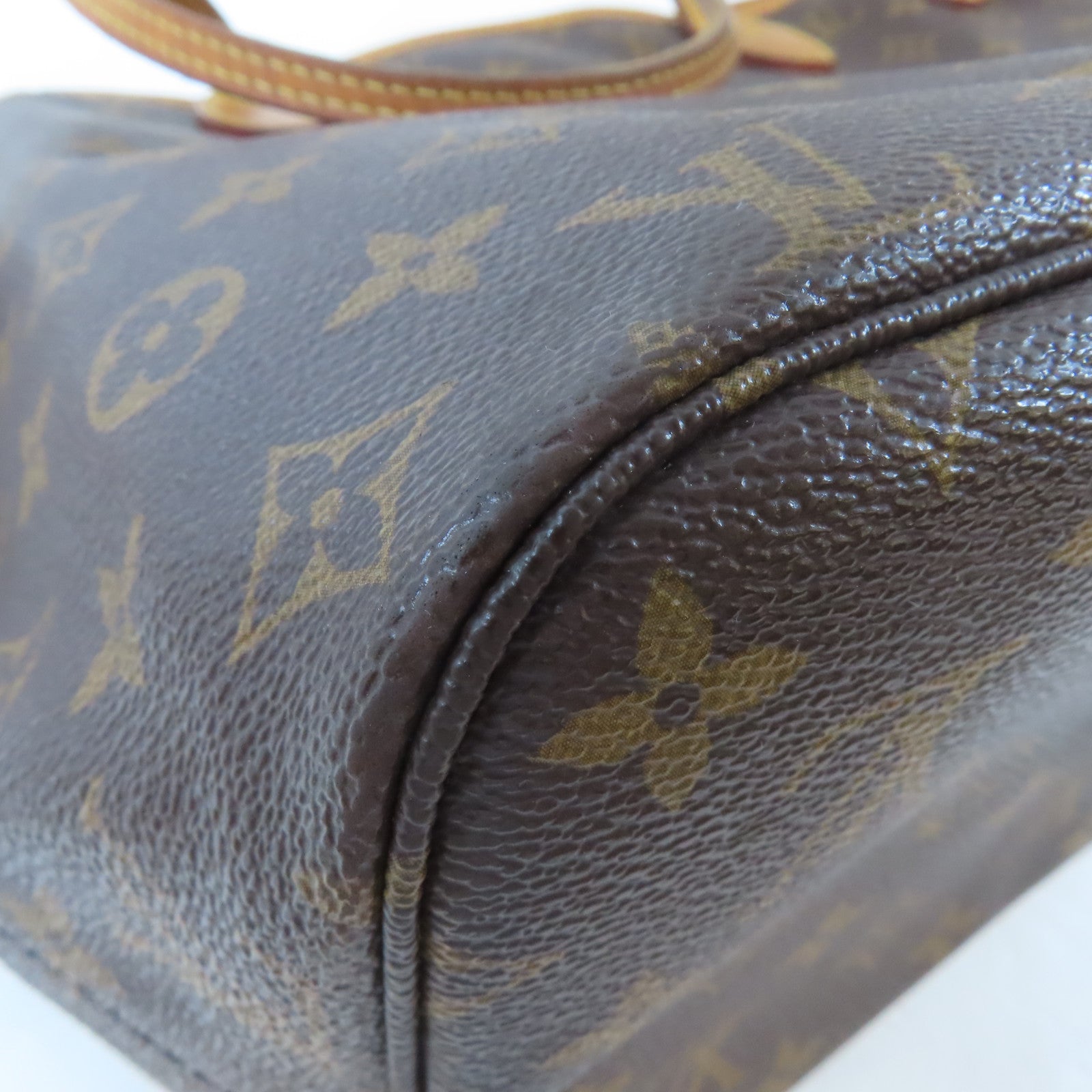 LOUIS VUITTON Monogram Neverfull MM金扣手挽袋啡色