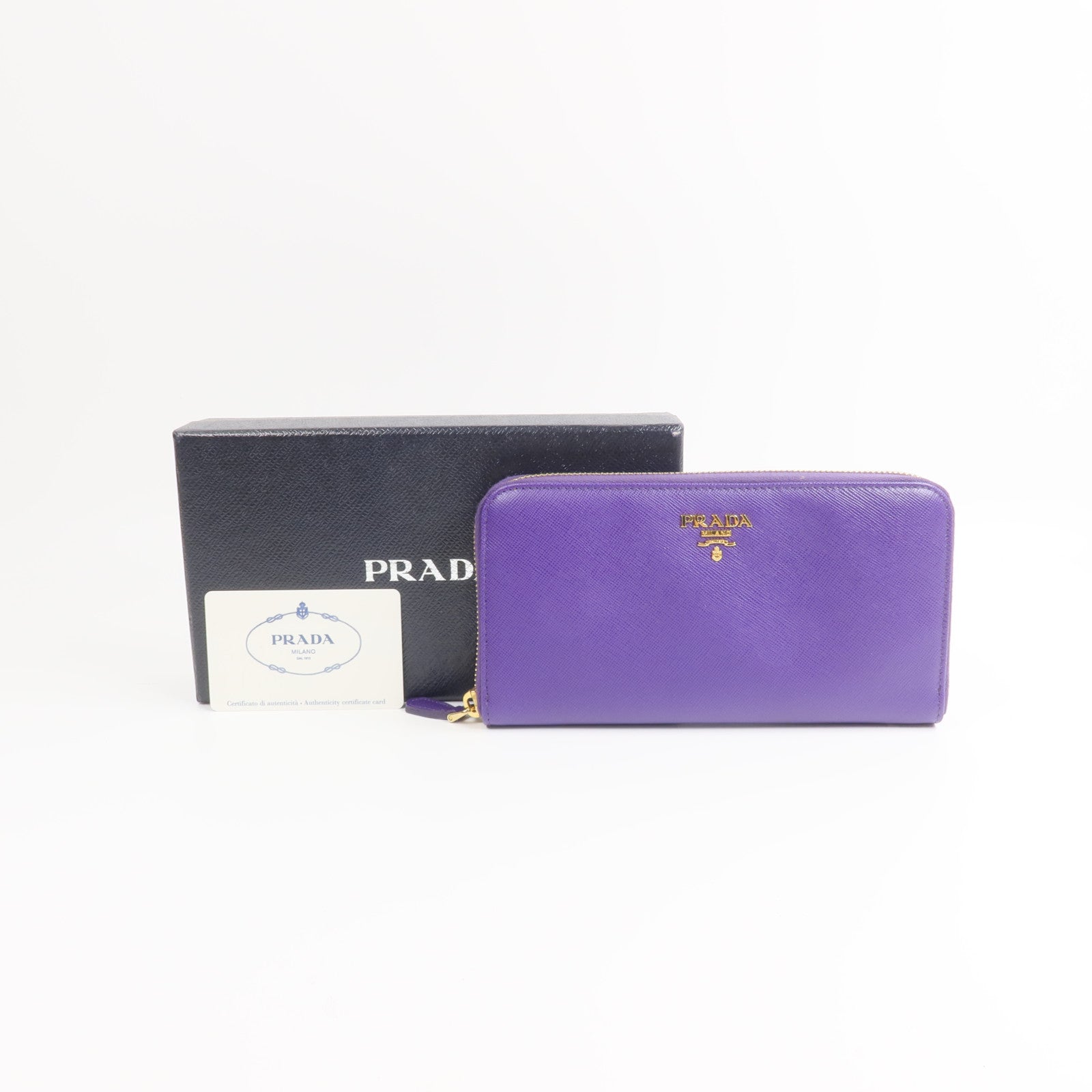 PRADA Saffiano皮革Zip Around Long Wallet長錢包