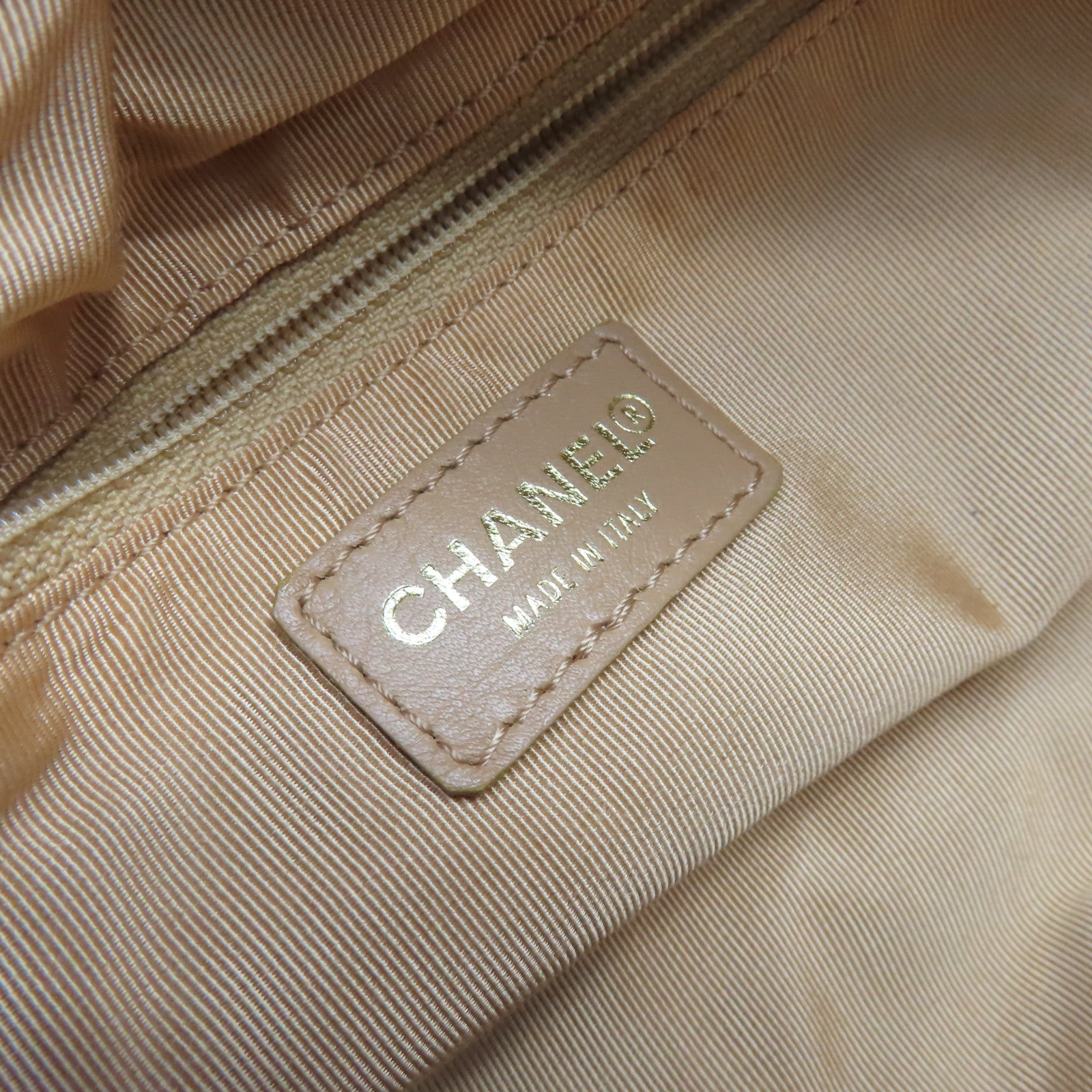 CHANEL 【激減優惠】菱格牛皮皮革Handbag金扣手挽袋淺啡色