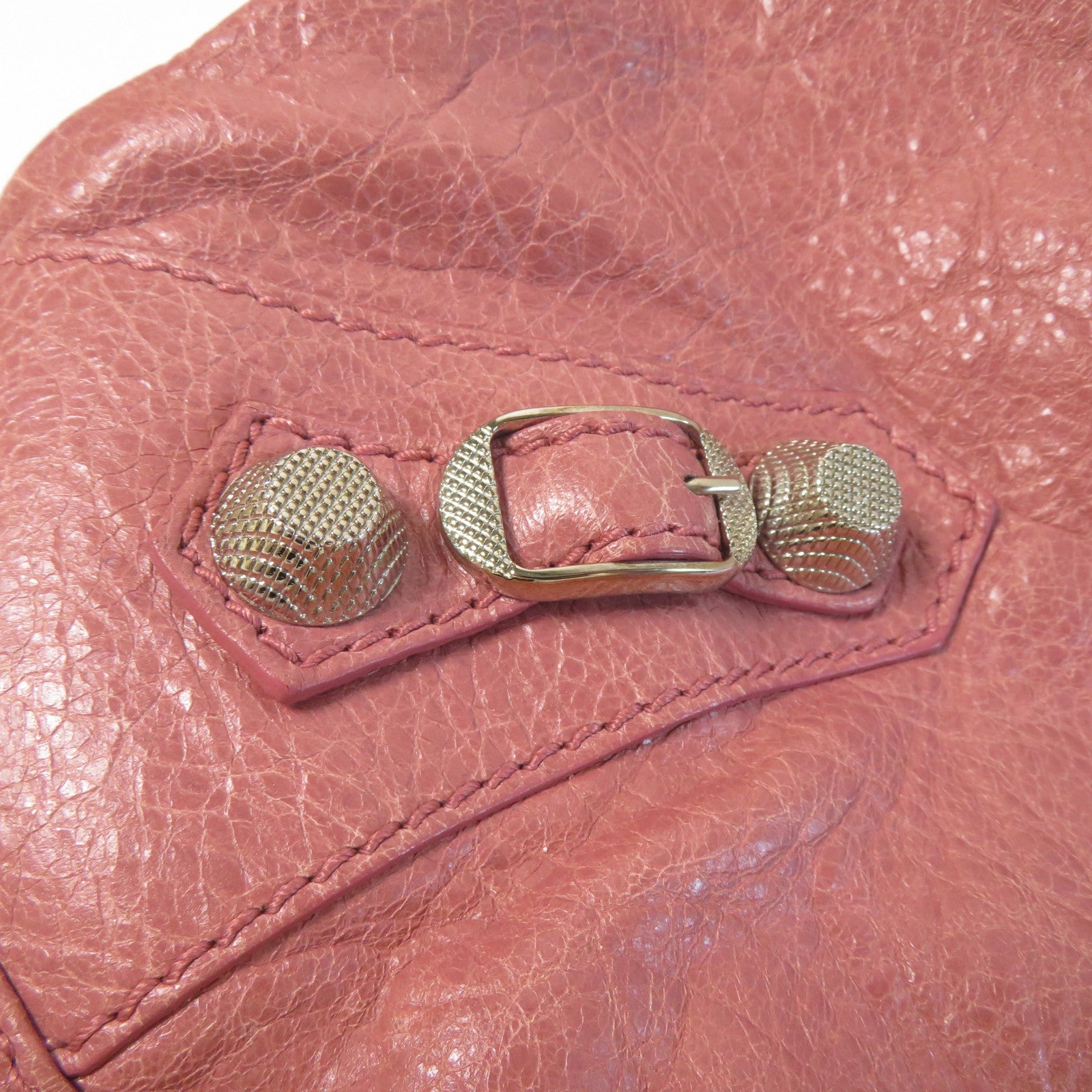 BALENCIAGA 羊皮皮革Bucket Bag金扣肩背袋粉紅色