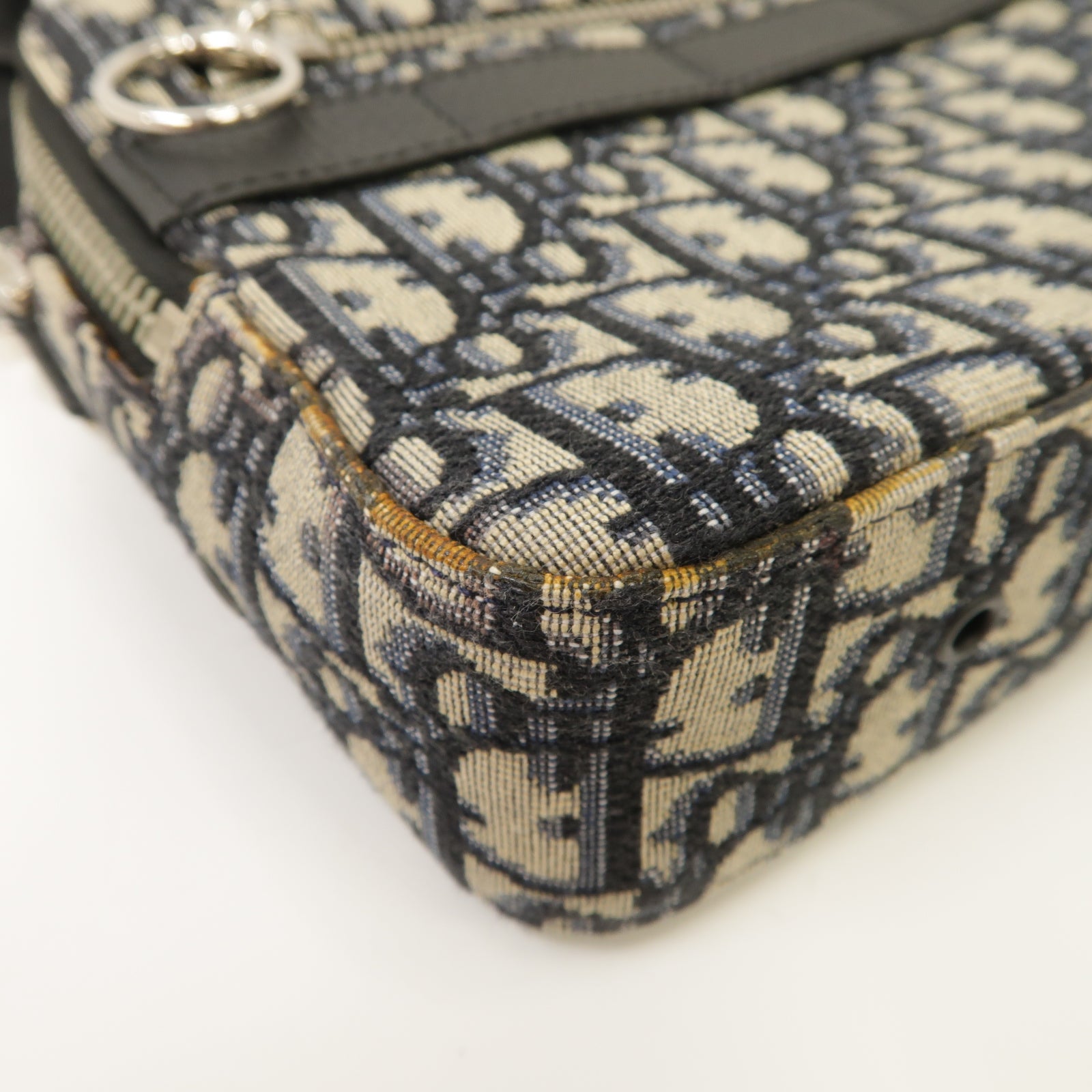 Dior 帆布Shoulder Bag銀扣肩背袋黑色/藍色