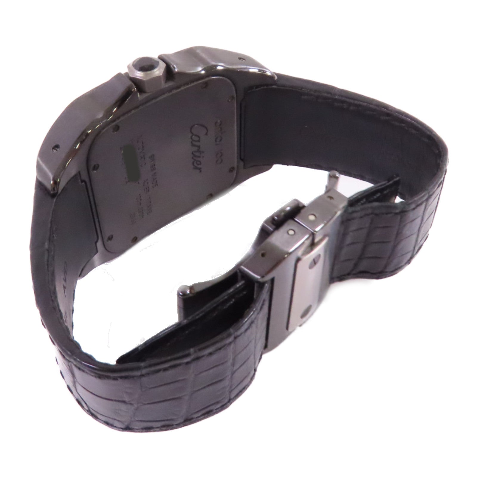 CARTIER Santos 100 Carbon Watch不鏽鋼/鈦金自動機芯手錶黑色