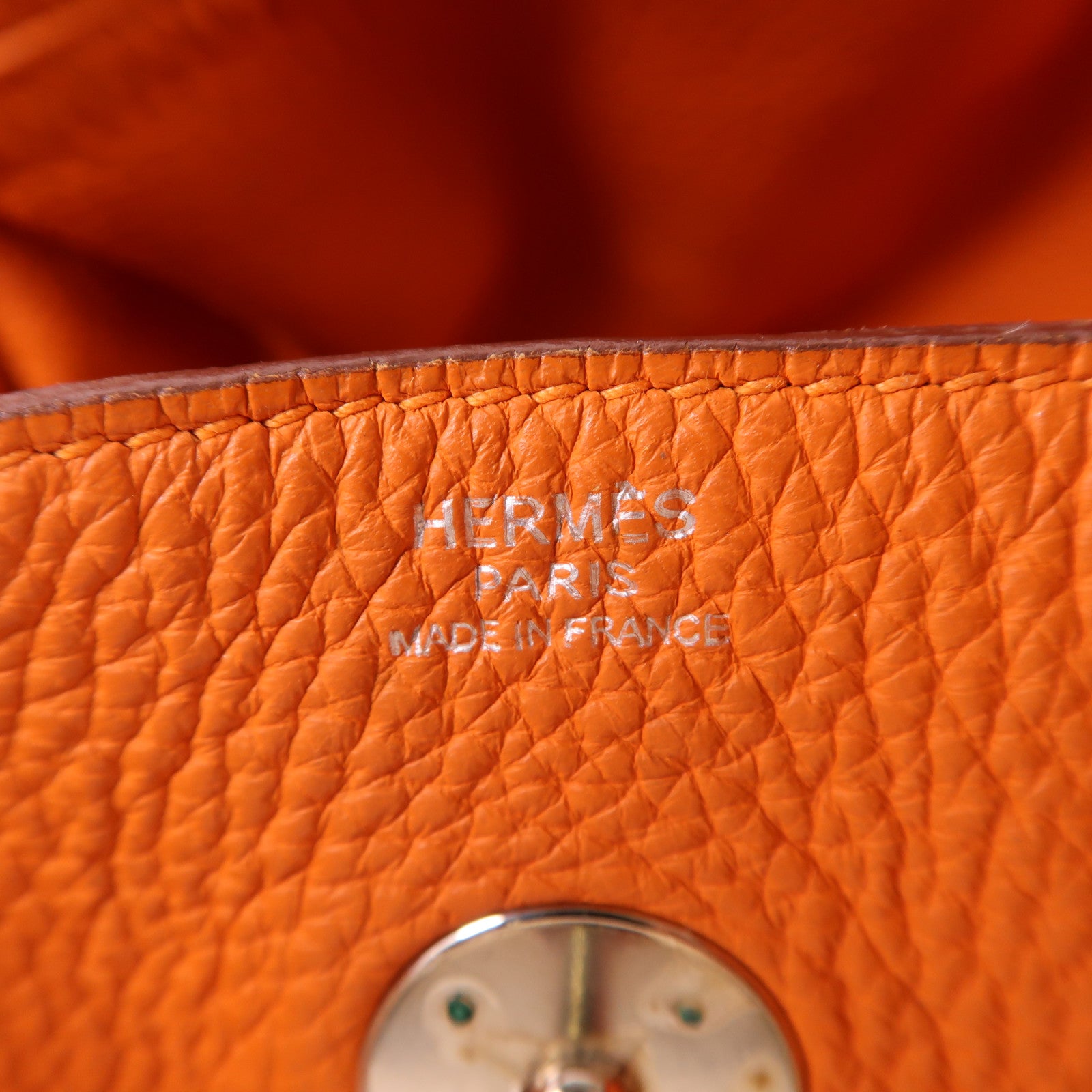 HERMES Clemence皮革Lindy 30銀扣手挽肩背兩用袋Orange