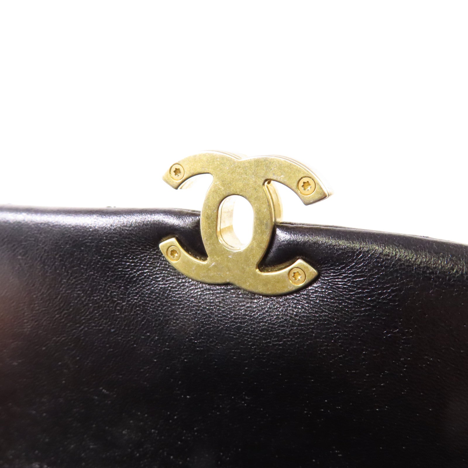 CHANEL 牛皮皮革Chain Shoulder金扣鏈帶肩背袋