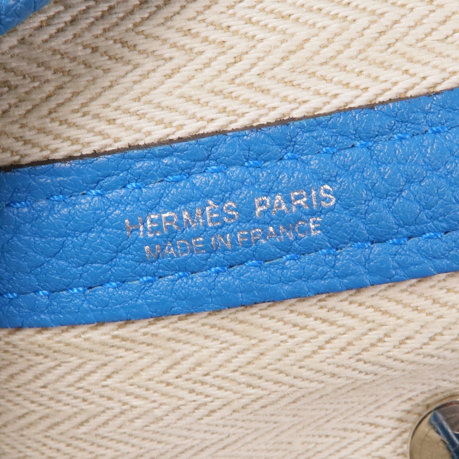 HERMES Clemence皮革Garden Party TPM銀扣手挽袋Turquoise