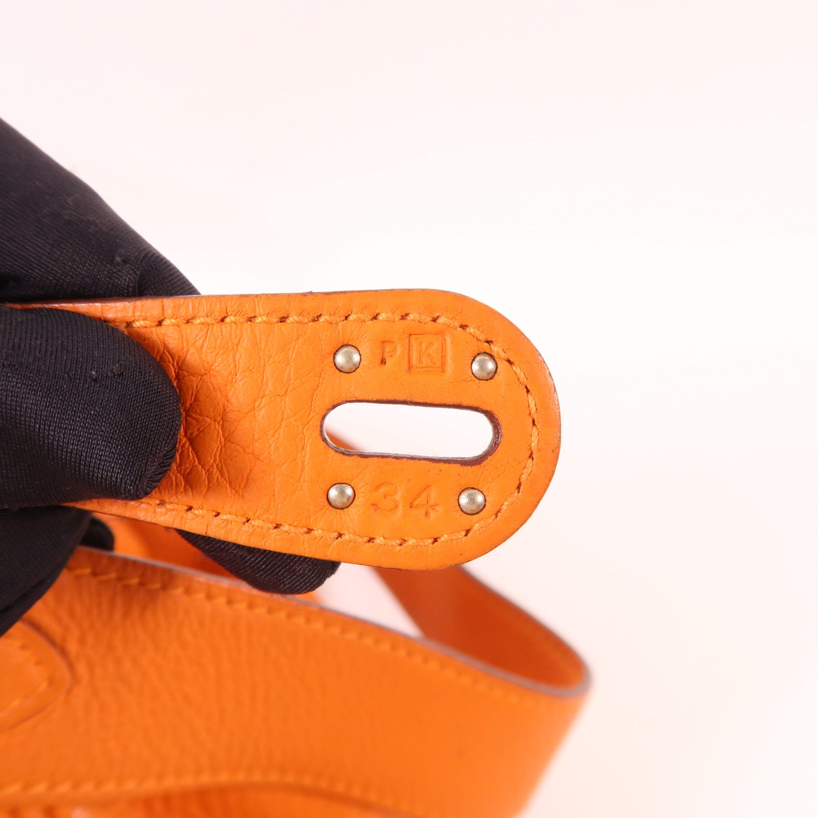 HERMES Clemence皮革Lindy 30銀扣手挽肩背兩用袋Orange