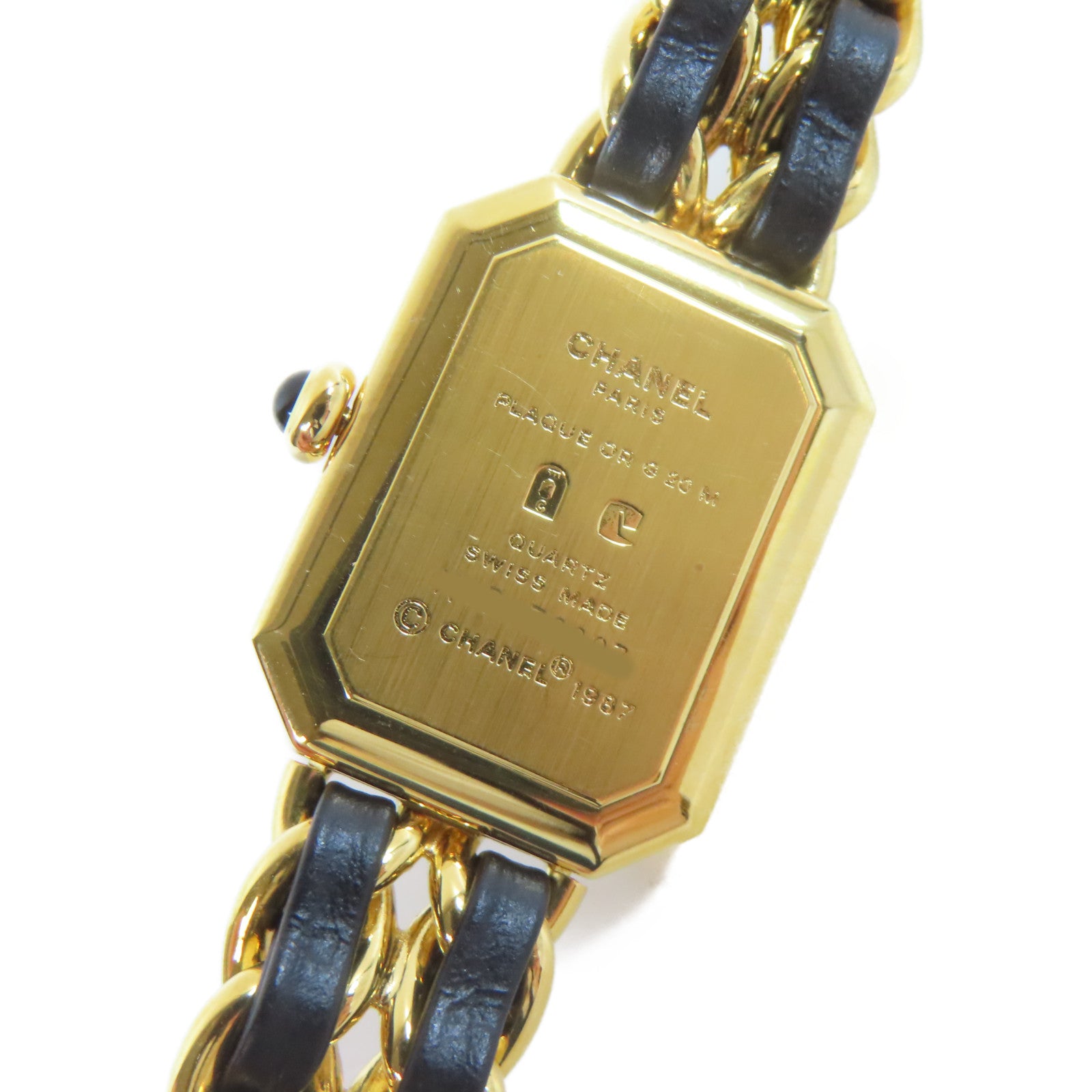 CHANEL Premiere L鍍金手錶石英機芯黑色#16.25cm