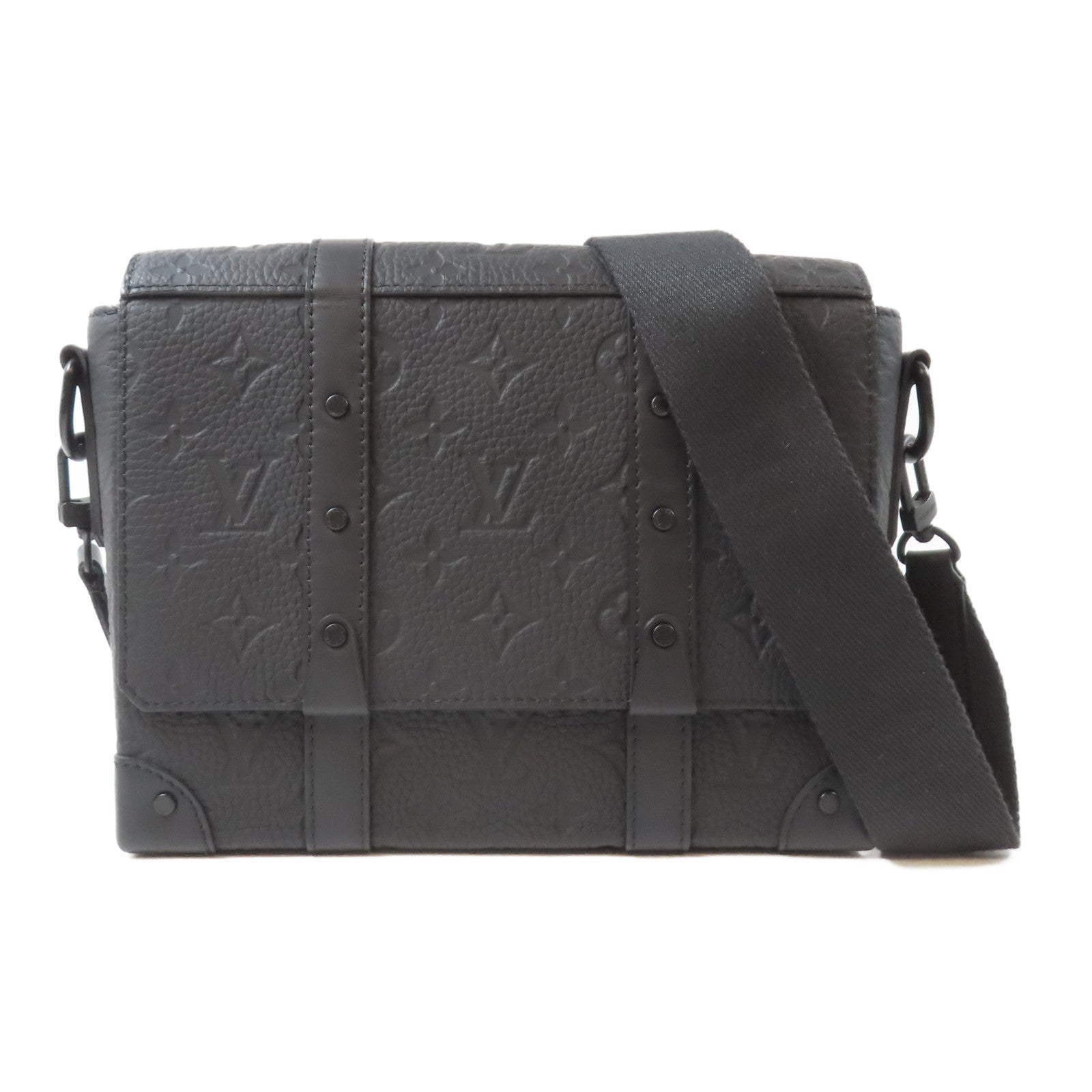 LOUIS VUITTON Monogram Taurillon Trunk Messenger肩背袋黑色