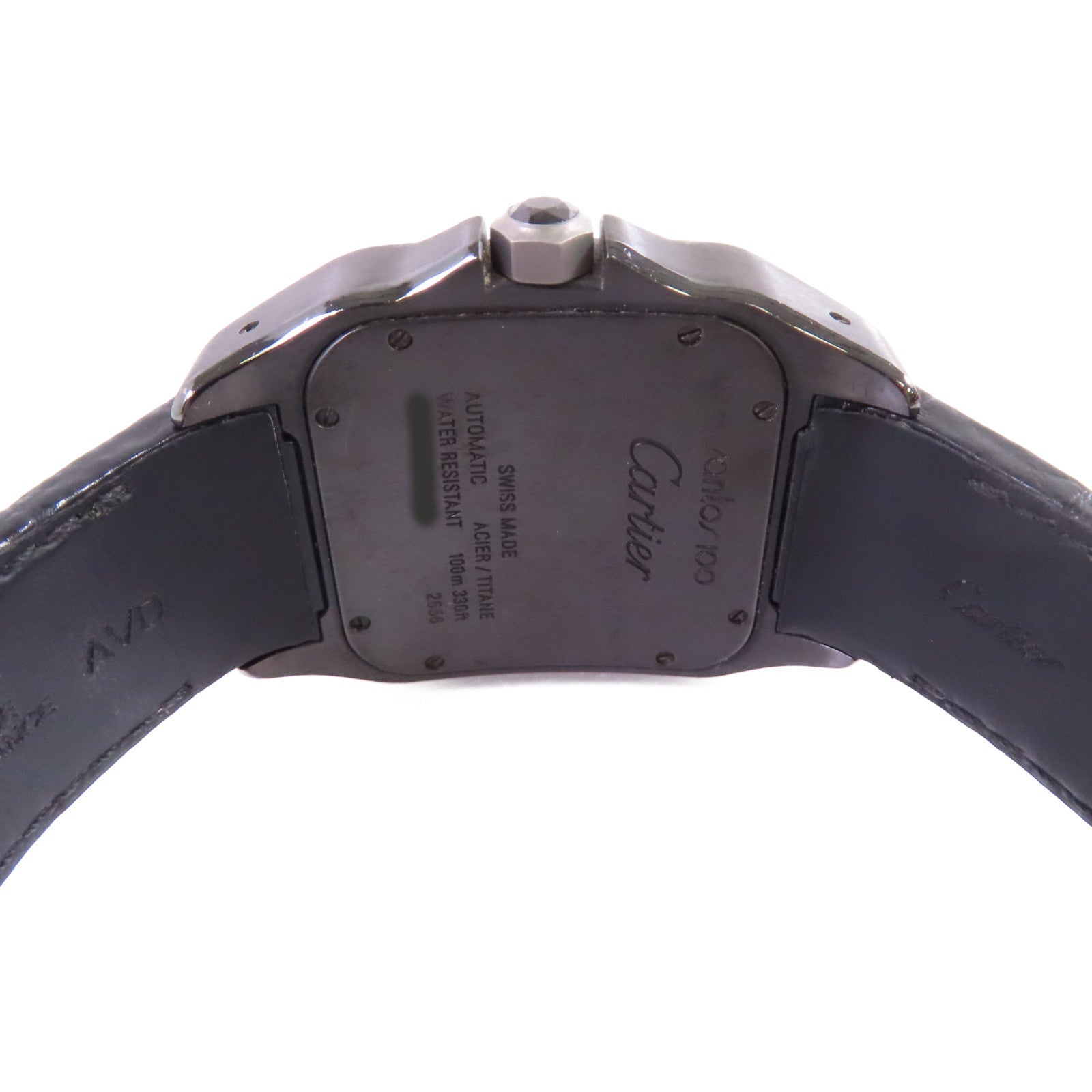 CARTIER Santos 100 Carbon Watch不鏽鋼/鈦金自動機芯手錶黑色