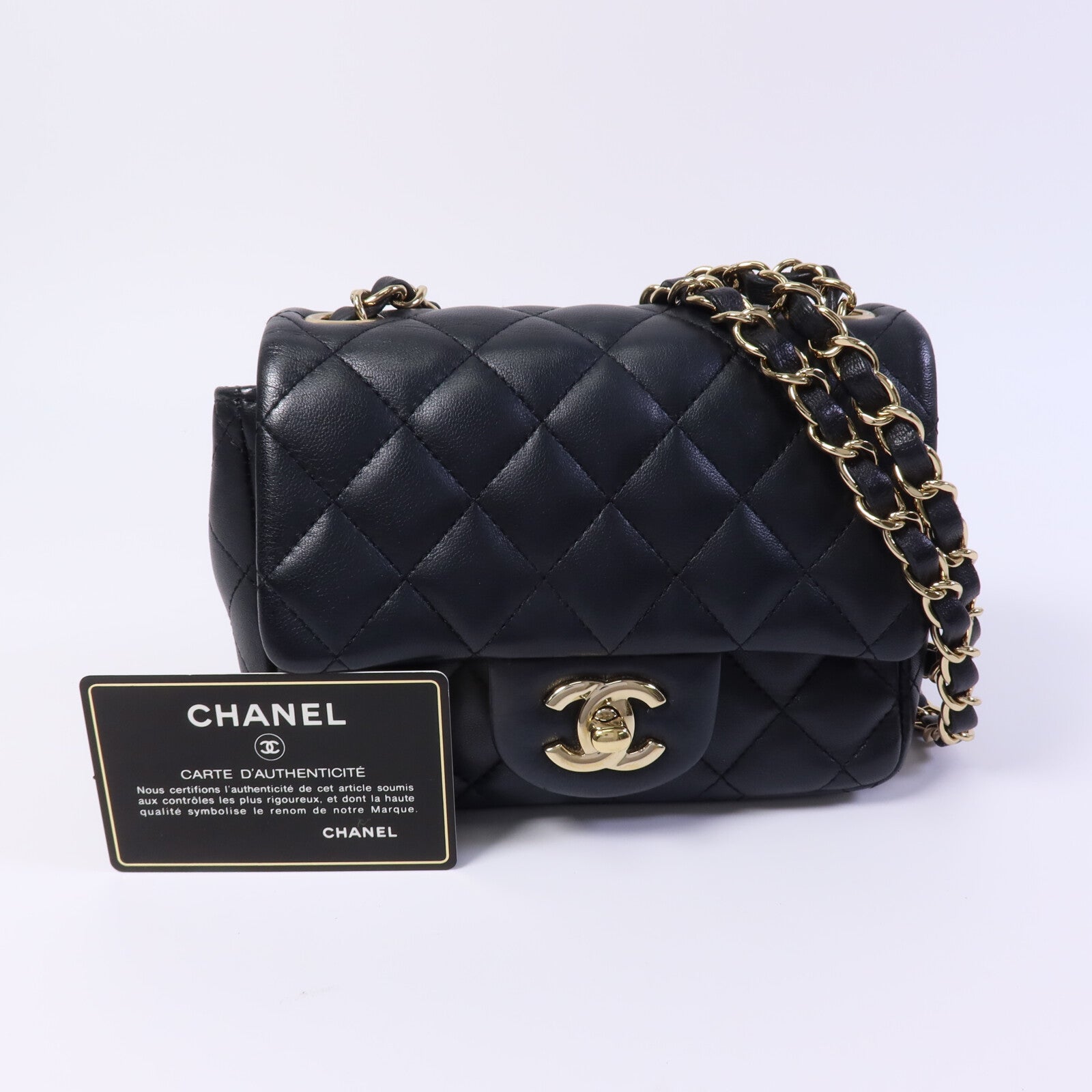 CHANEL 羊皮皮革Mini Classic 17鏈帶肩背袋