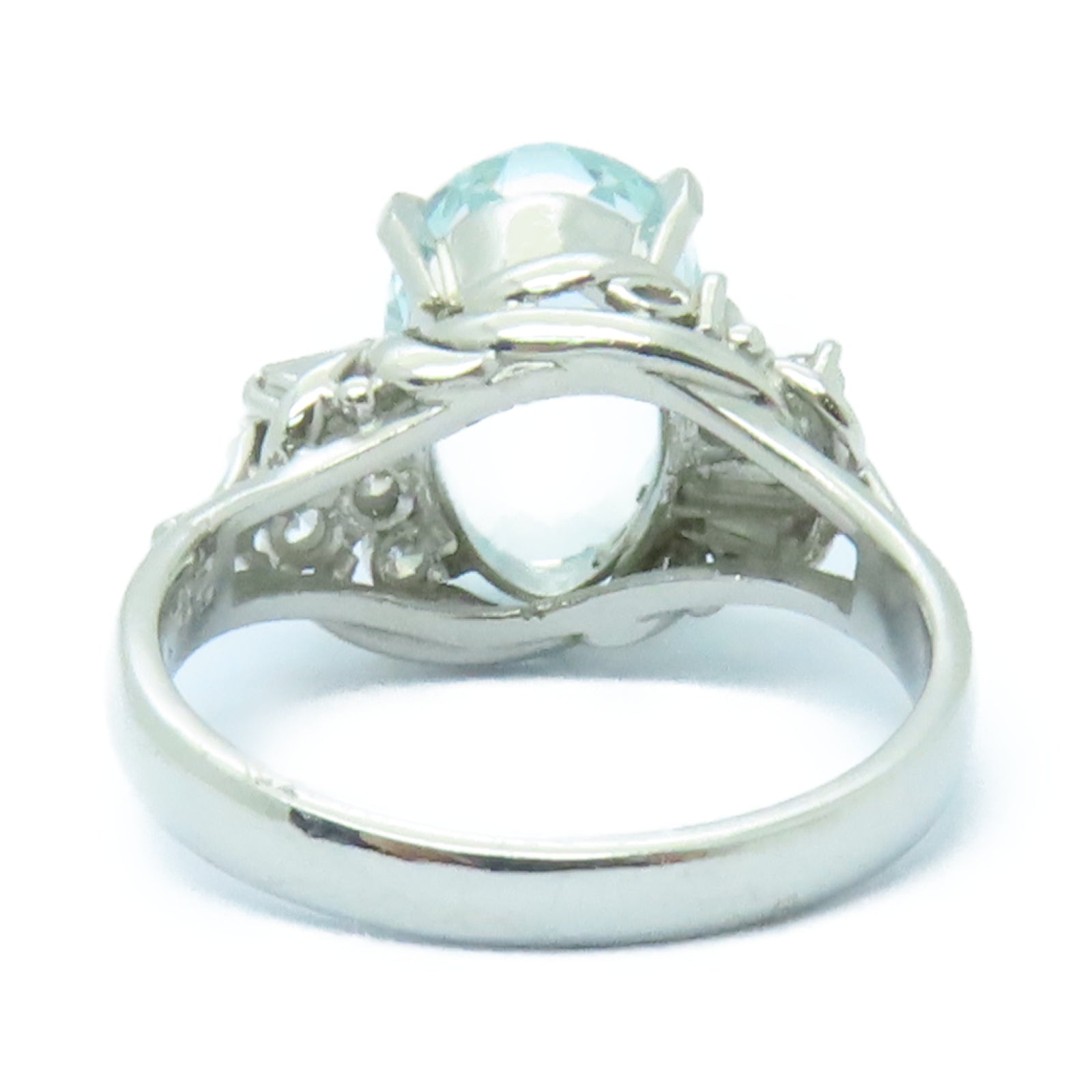 JEWELRY 【激減優惠】PT900鉑金Ring2.84ct海藍寶石/0.25ct鑽石戒指淺藍色US#4.75