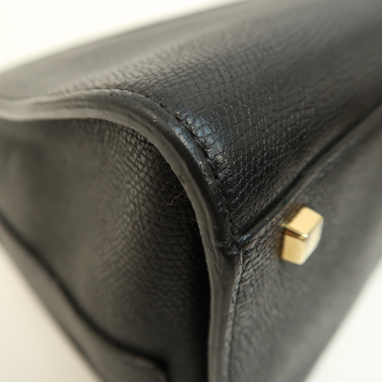 Valextra 牛皮皮革Iside Top Handle Medium Bag金扣手挽肩背兩用袋黑色