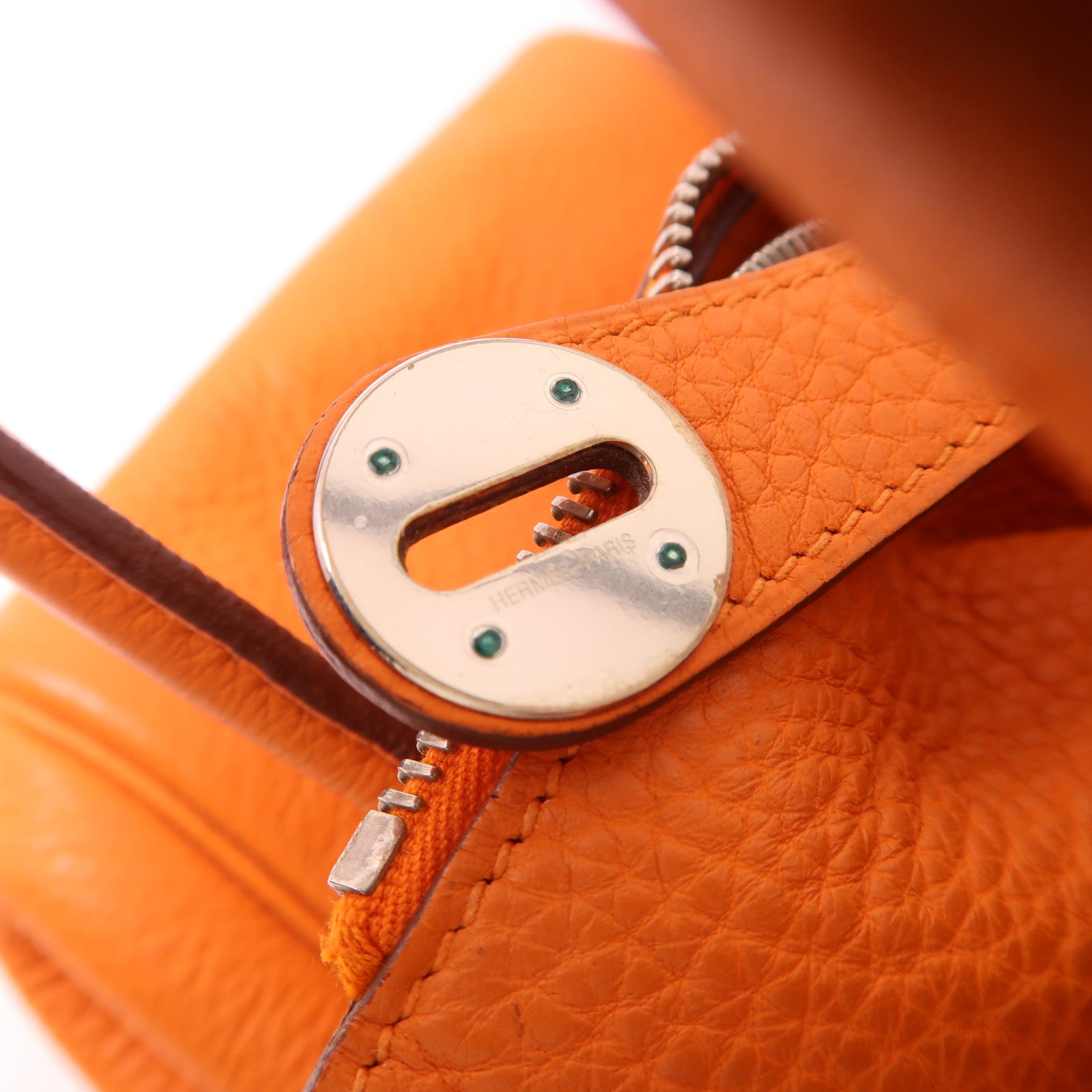 HERMES Clemence皮革Lindy 30銀扣手挽肩背兩用袋Orange