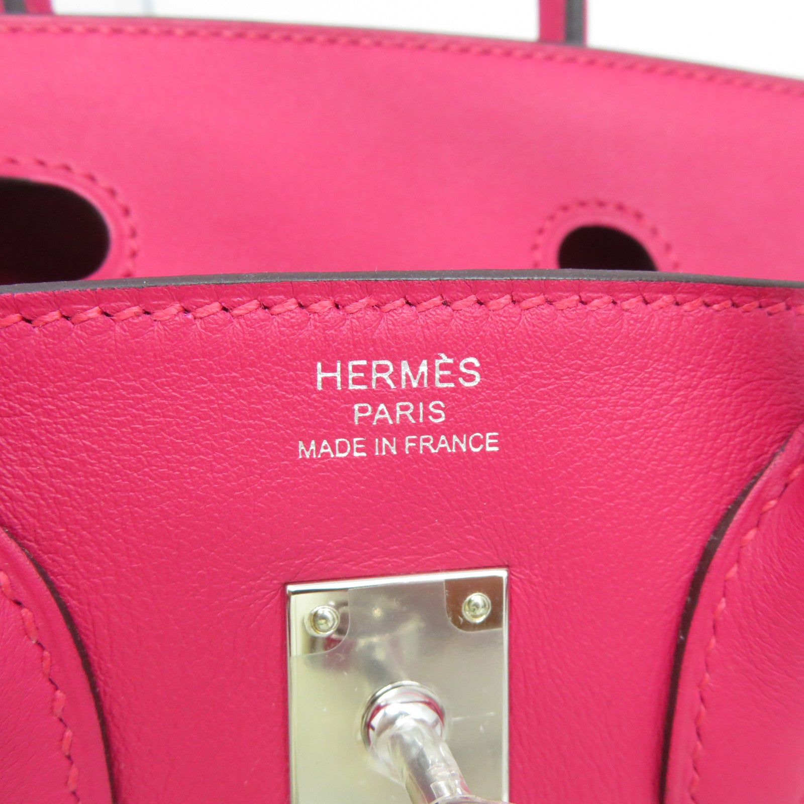 HERMES 【激減優惠】Swift皮革Birkin 25銀扣手挽袋Framboise覆盆子粉色