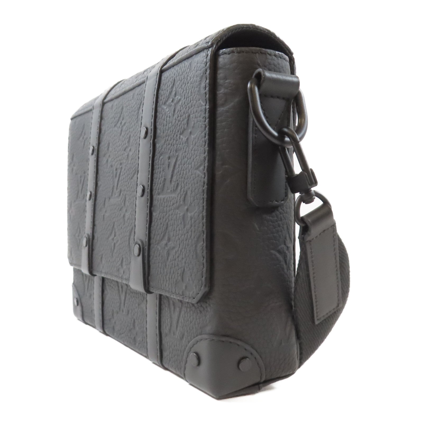 LOUIS VUITTON Monogram Taurillon Trunk Messenger肩背袋黑色