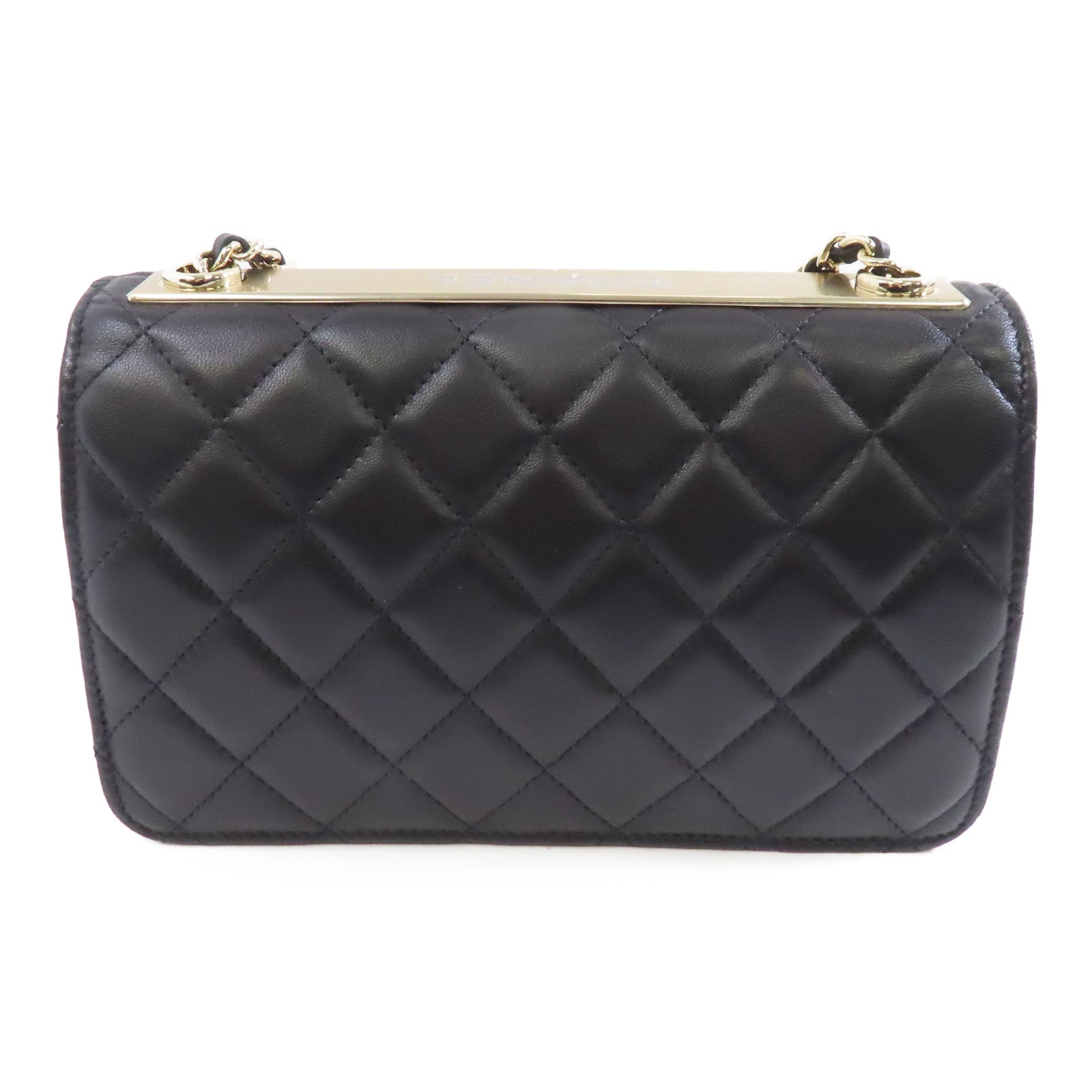 CHANEL 菱格羊皮皮革Trendy CC Wallet On Chain金扣鏈帶肩背袋黑色