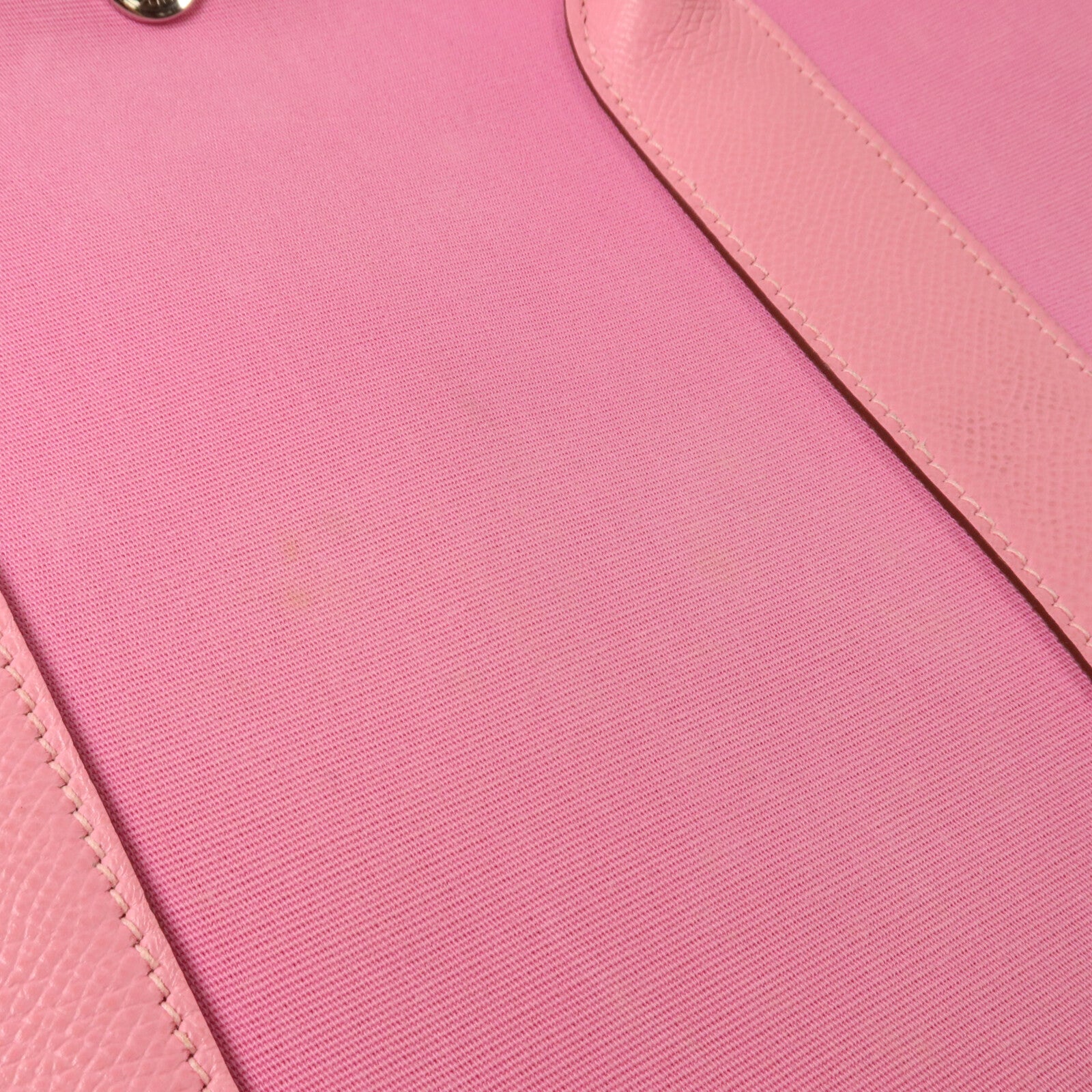 HERMES 帆布GardenParty PM手挽袋Pink/Ruby