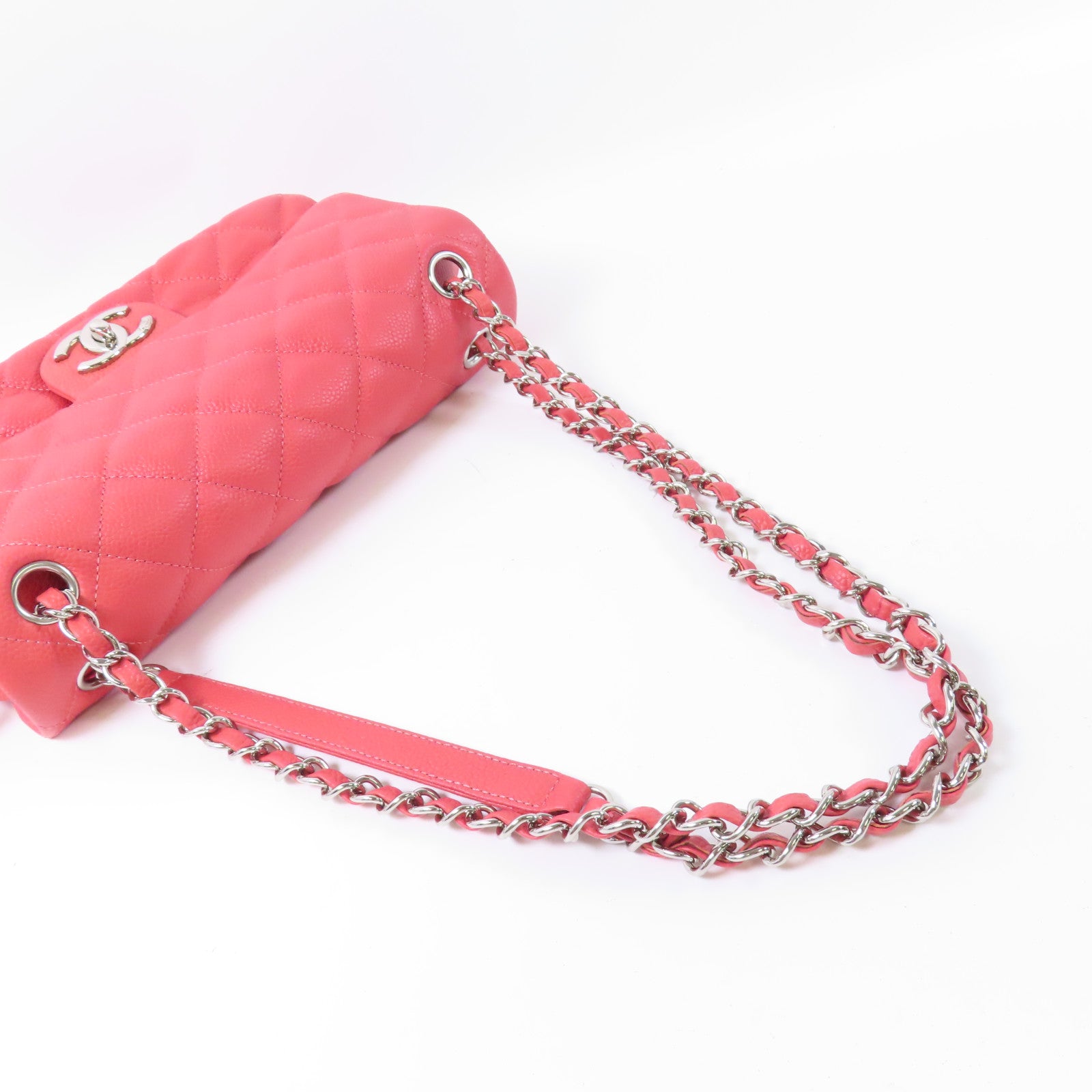 CHANEL CC SHW Chain Shoulder Bag Calfskin Leather Pink