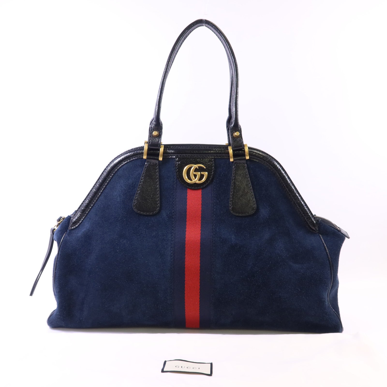 GUCCI 麂皮皮革Belle金扣肩背袋/手挽袋
