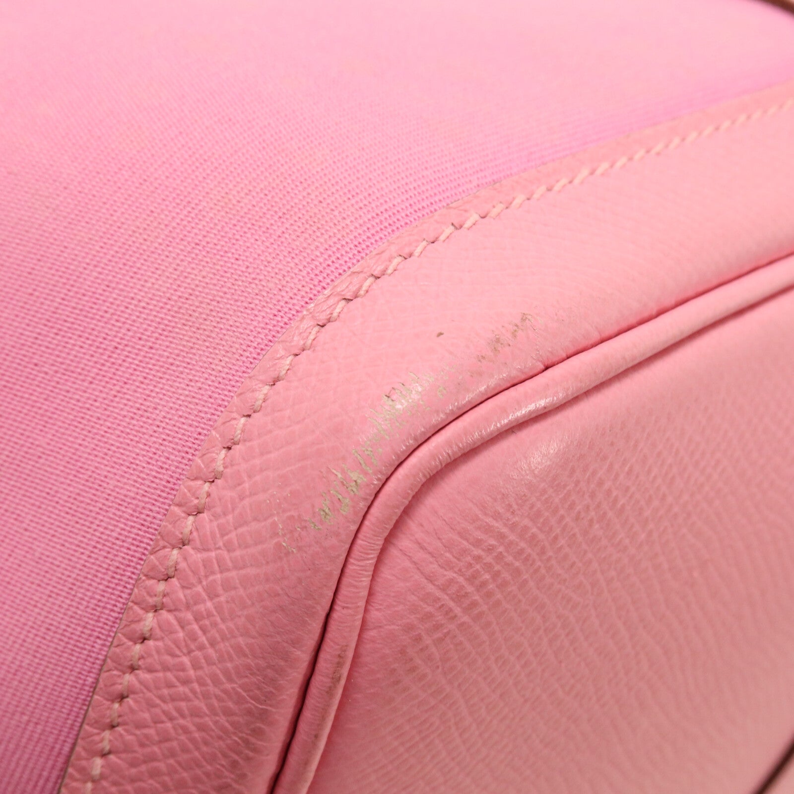 HERMES 帆布GardenParty PM手挽袋Pink/Ruby