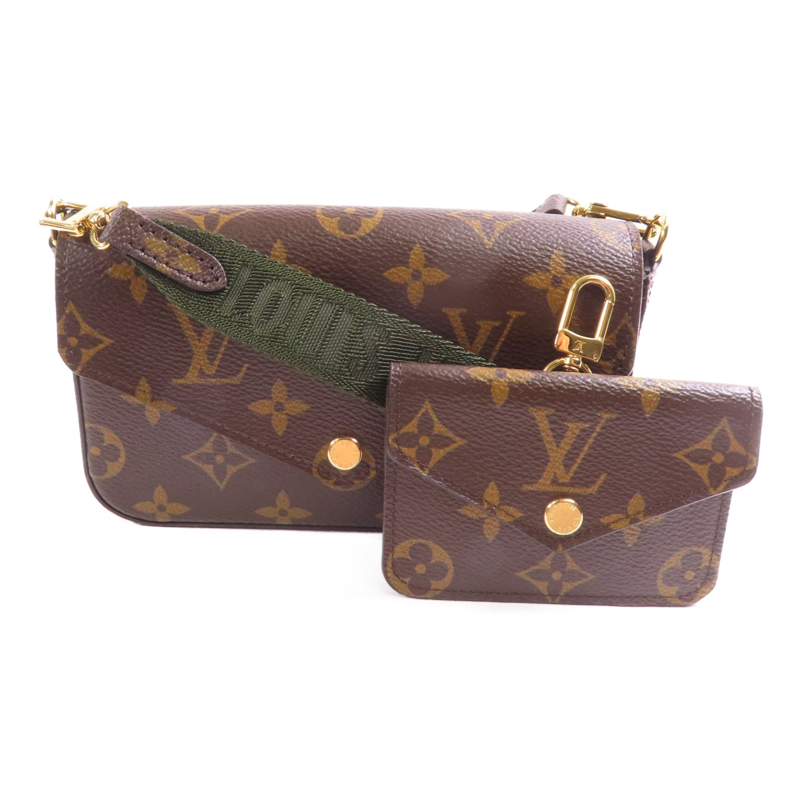 LOUIS VUITTON LV GHW Felicie Strap & Go Shoulder Bag M80091 Monogram Brown/Green