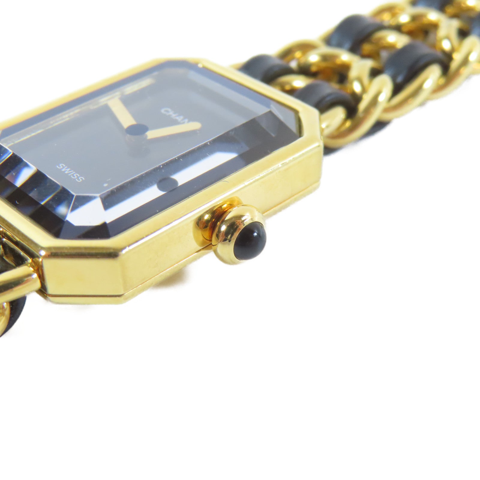 CHANEL Premiere L鍍金手錶石英機芯黑色#16.25cm
