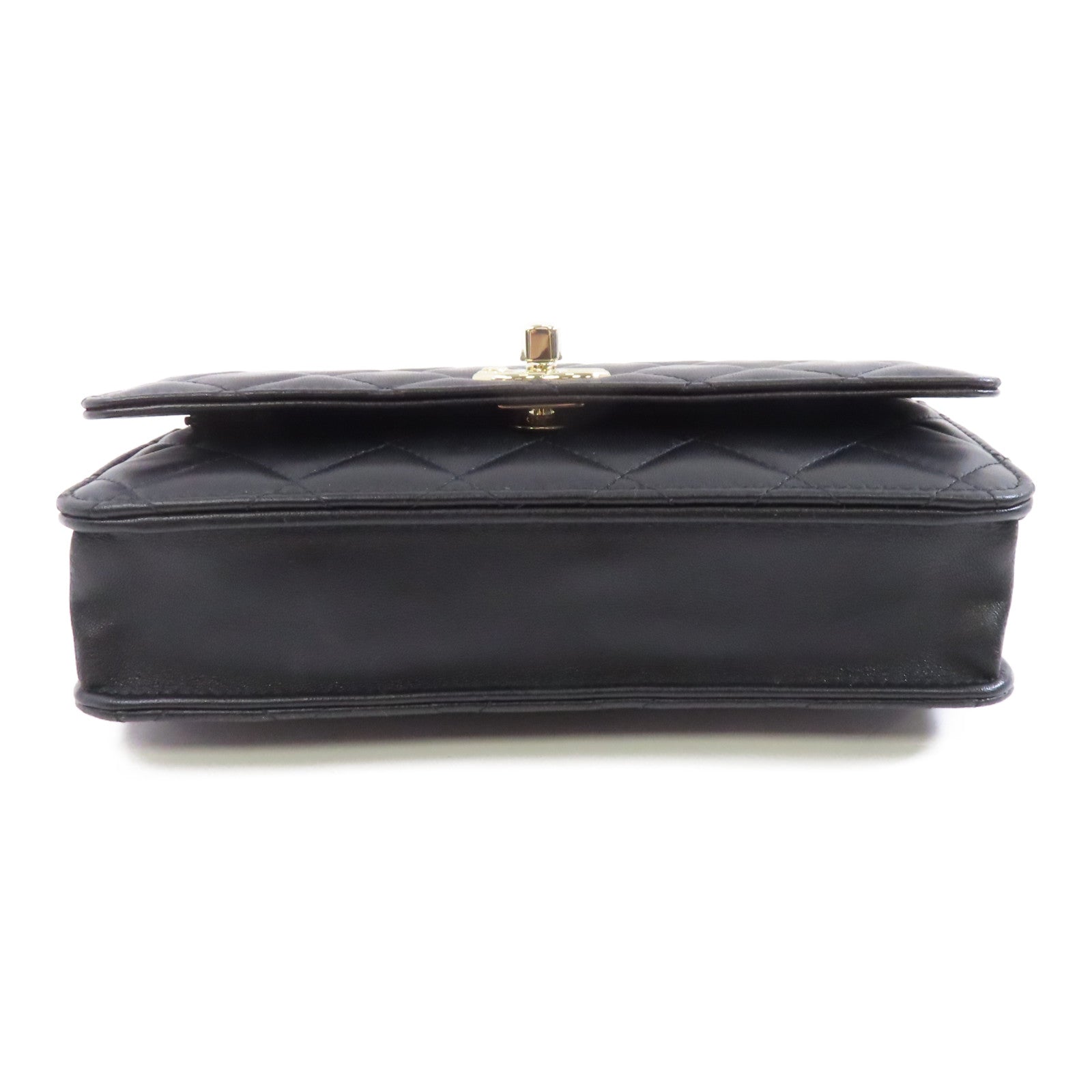 CHANEL 菱格羊皮皮革Trendy CC Wallet On Chain金扣鏈帶肩背袋黑色