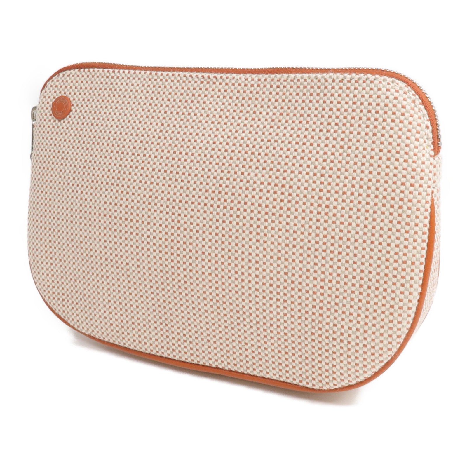 HERMES 帆布Echappee Case銀扣手拿包
