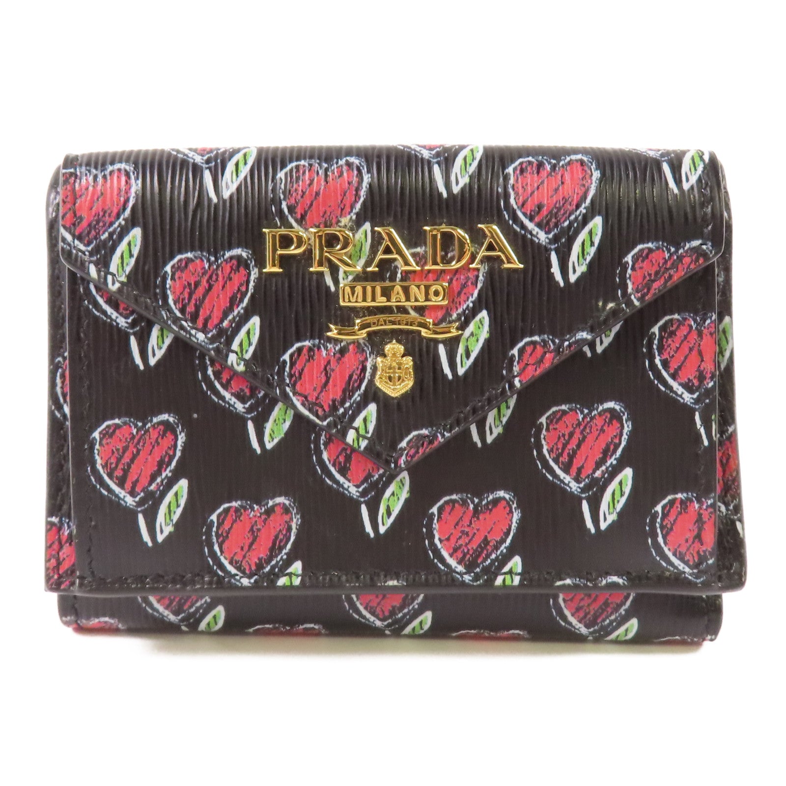 PRADA 牛皮皮革Wallet金扣錢包