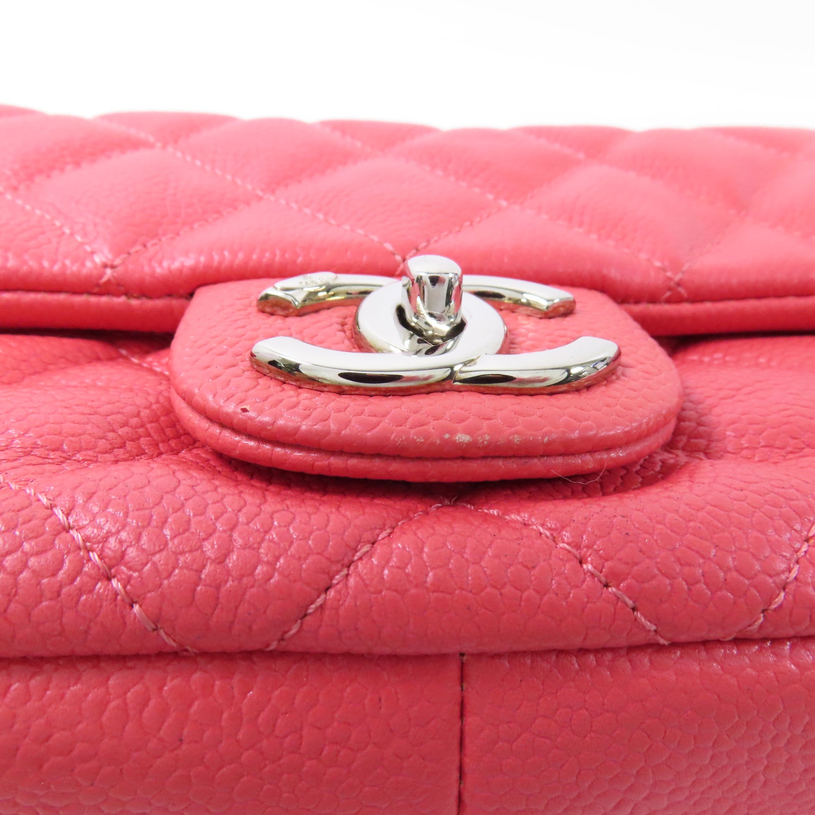 CHANEL CC SHW Chain Shoulder Bag Calfskin Leather Pink