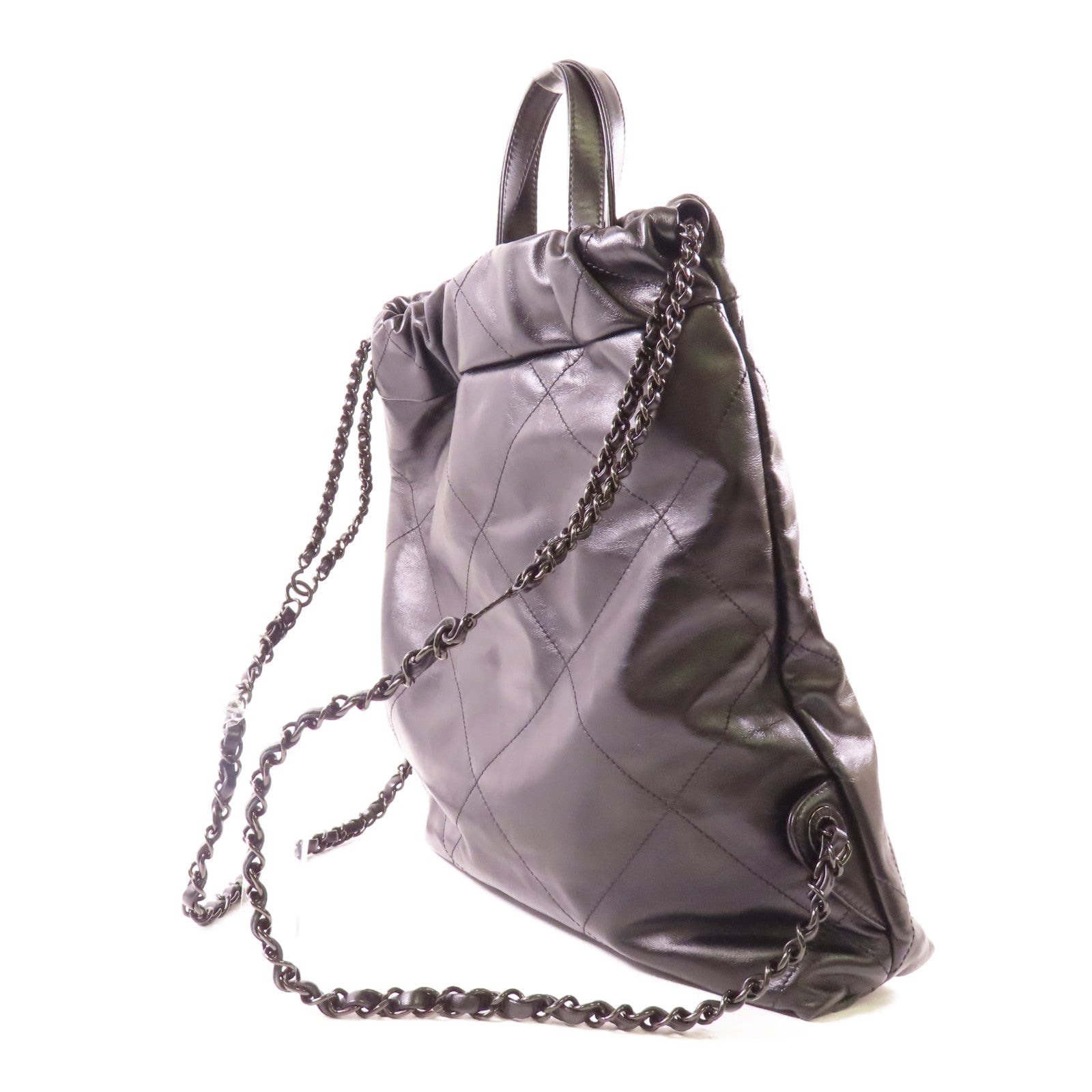 CHANEL CC C22 Backpack Calfskin Leather Black