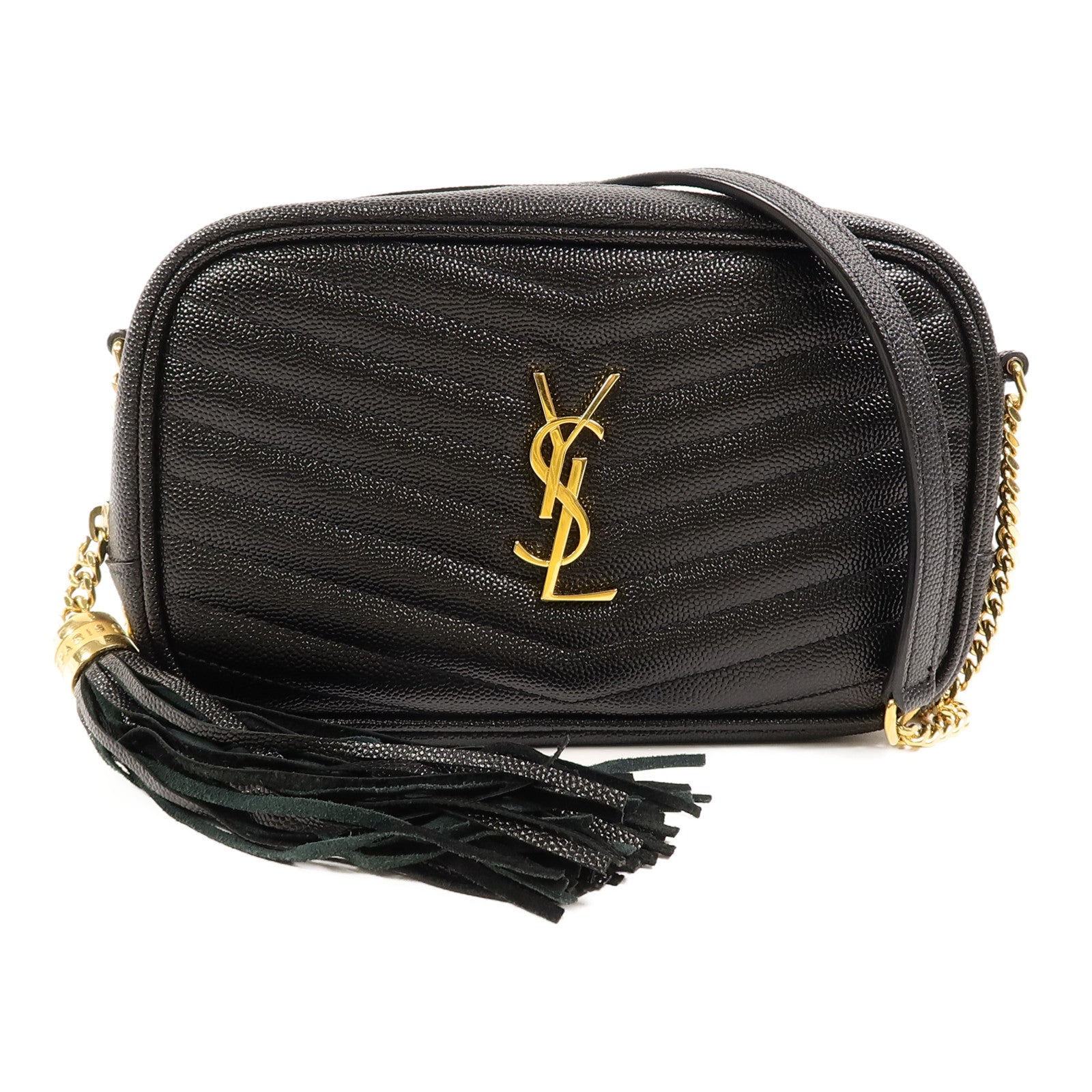 YVES SAINT LAURENT 牛皮皮革Lou Mini鏈帶肩背袋