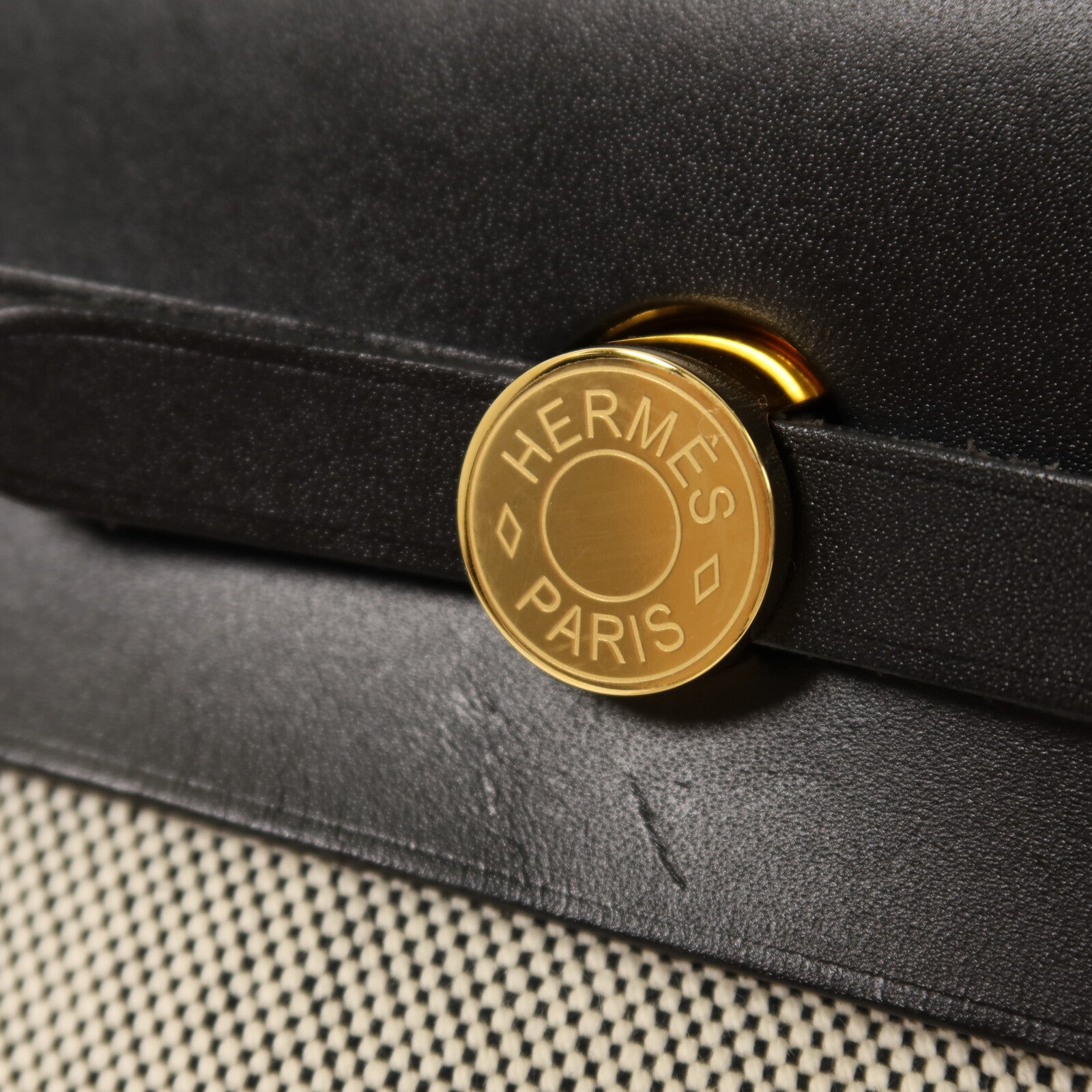 HERMES Toile H帆布Mini Herbag金扣肩背袋Noir