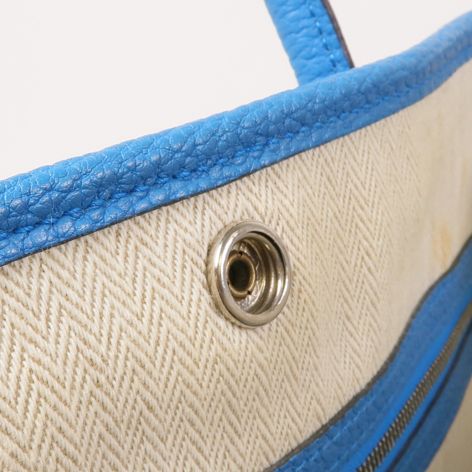 HERMES Clemence皮革Garden Party TPM銀扣手挽袋Turquoise