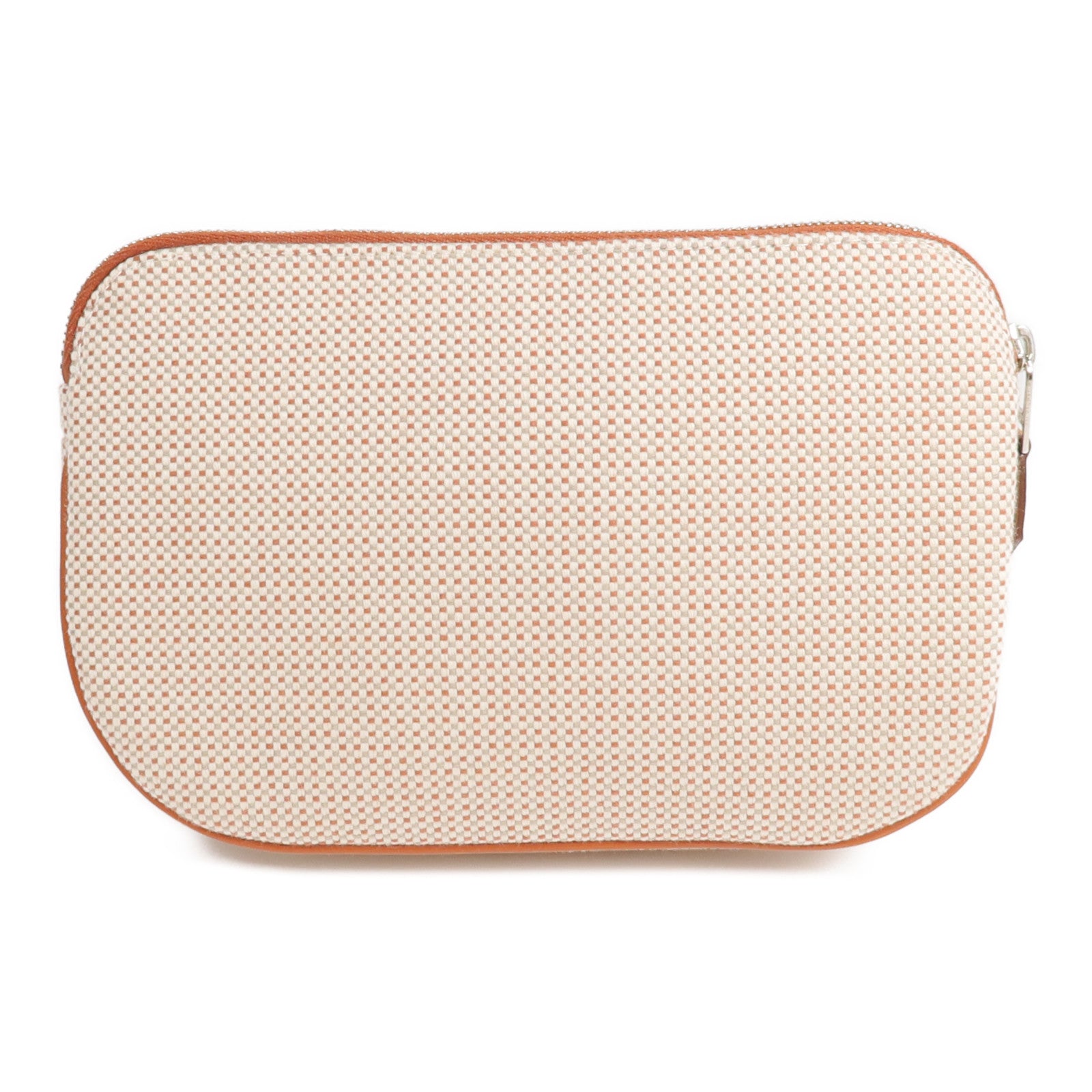 HERMES 帆布Echappee Case銀扣手拿包