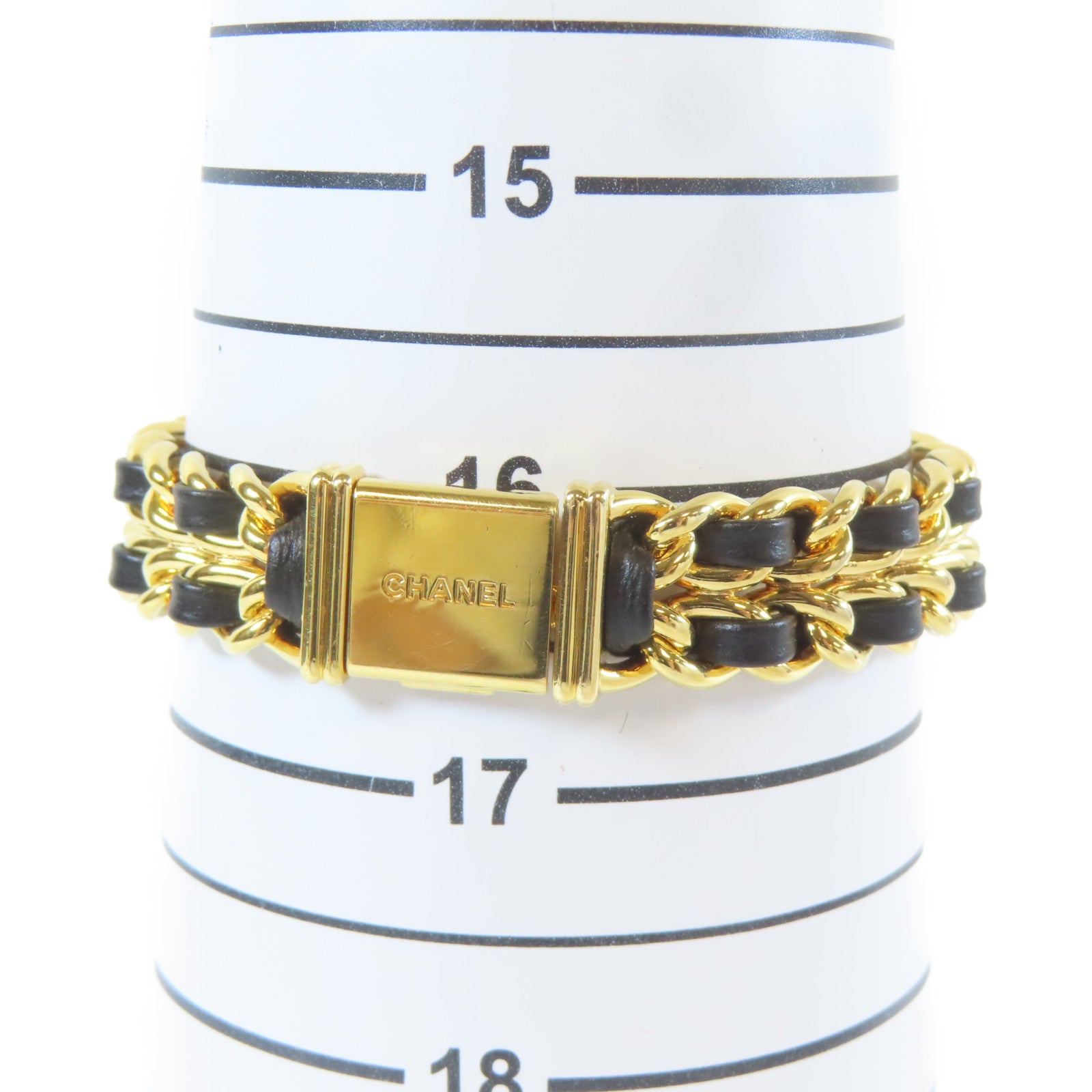 CHANEL Premiere L鍍金手錶石英機芯黑色#16.25cm
