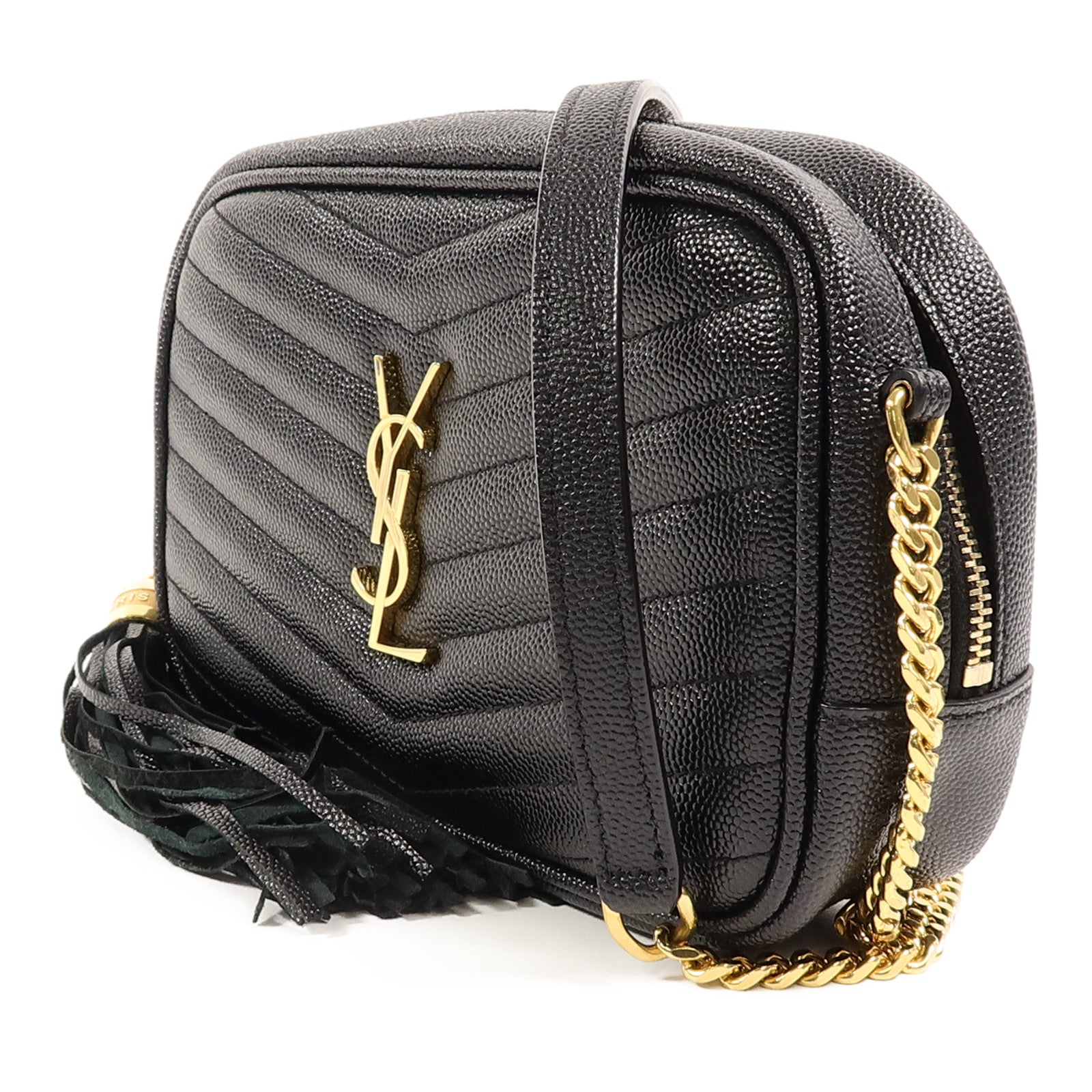 YVES SAINT LAURENT 牛皮皮革Lou Mini鏈帶肩背袋