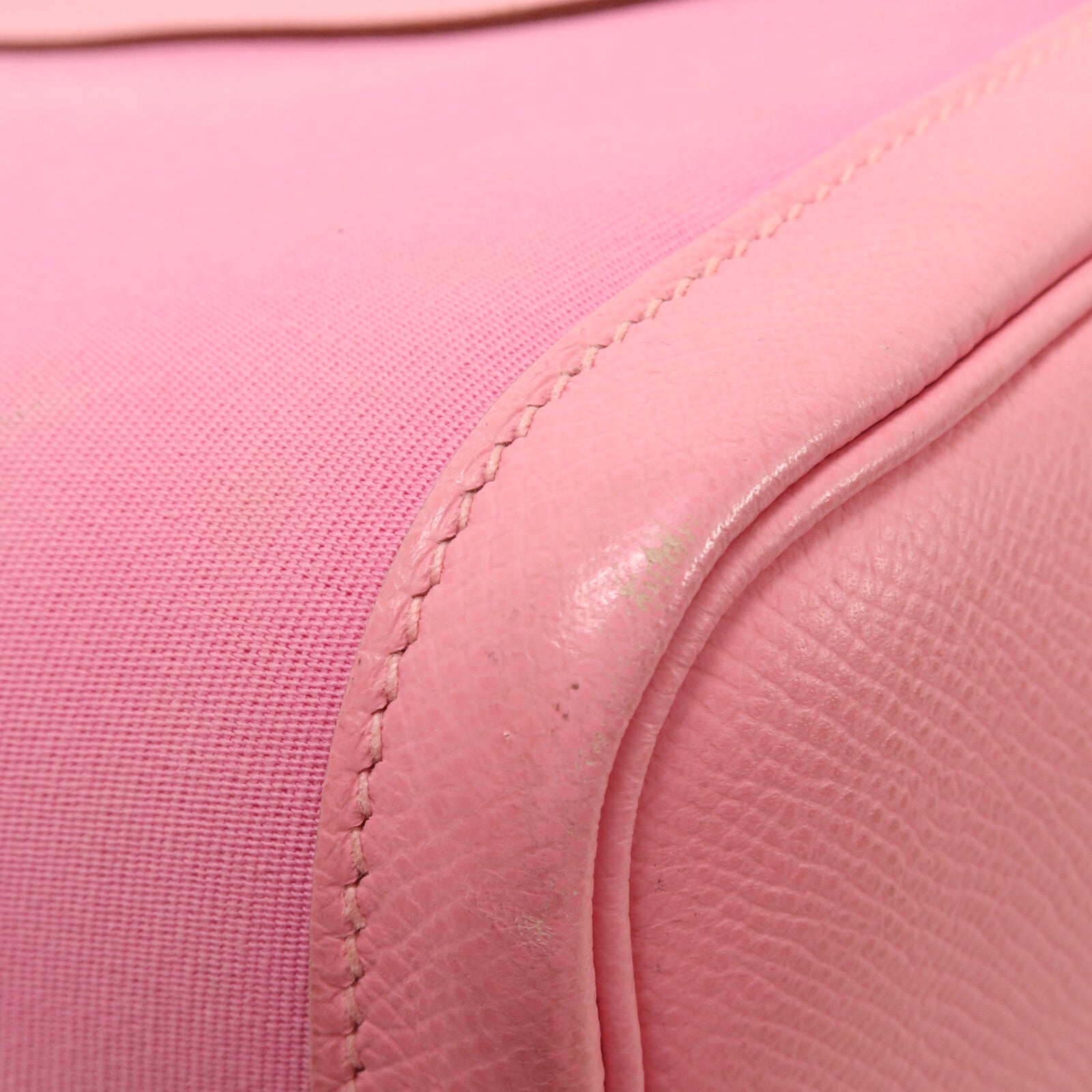 HERMES 帆布GardenParty PM手挽袋Pink/Ruby