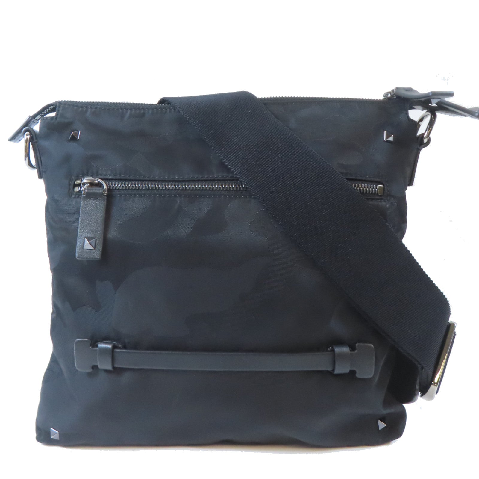Valentino 尼龍Shoulder Bag銀扣肩背袋黑色