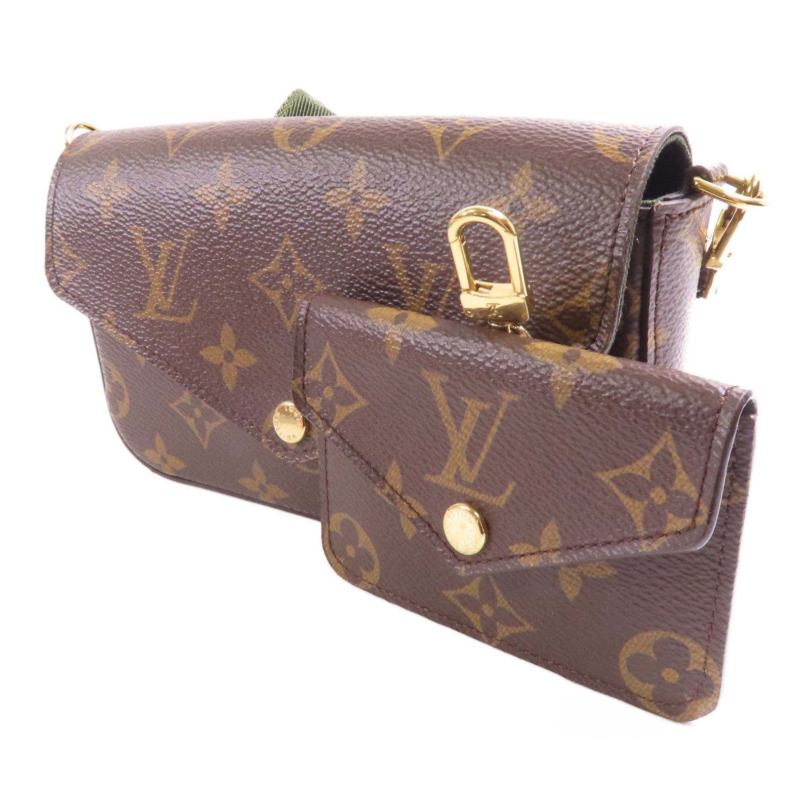 LOUIS VUITTON LV GHW Felicie Strap & Go Shoulder Bag M80091 Monogram Brown/Green