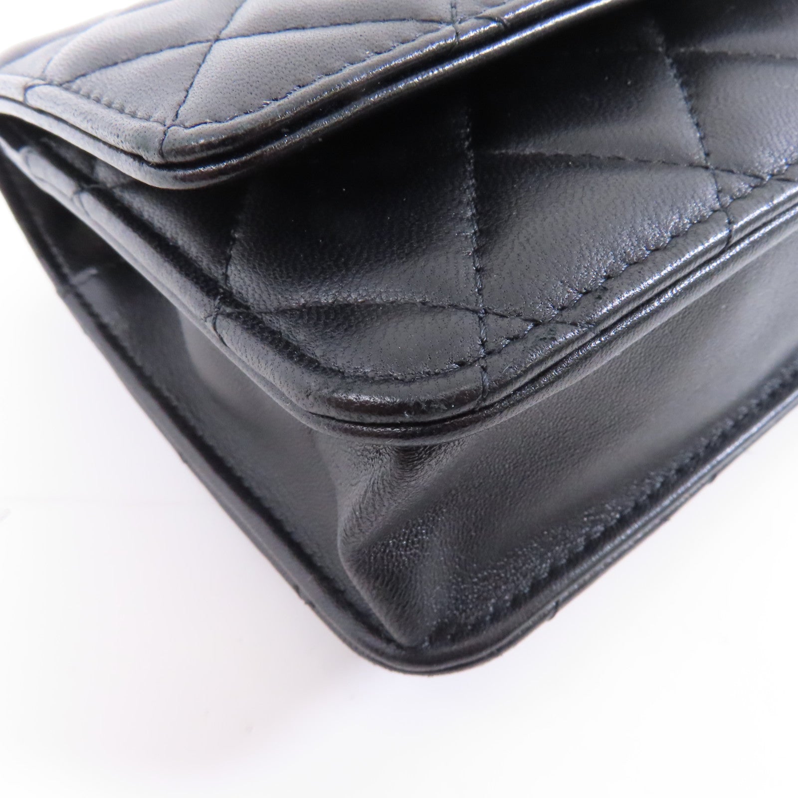 CHANEL 菱格羊皮皮革Trendy CC Wallet On Chain金扣鏈帶肩背袋黑色
