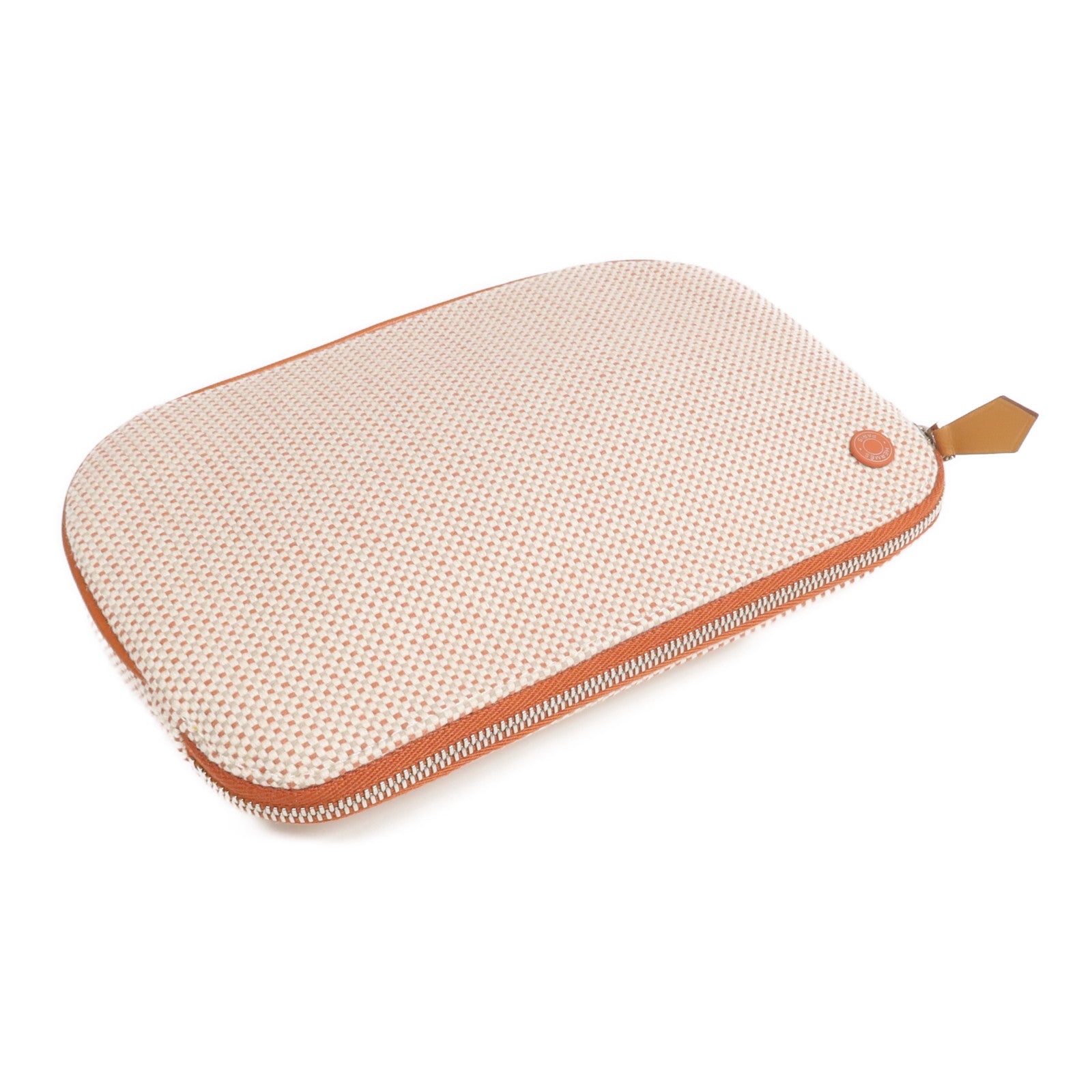 HERMES 帆布Echappee Case銀扣手拿包