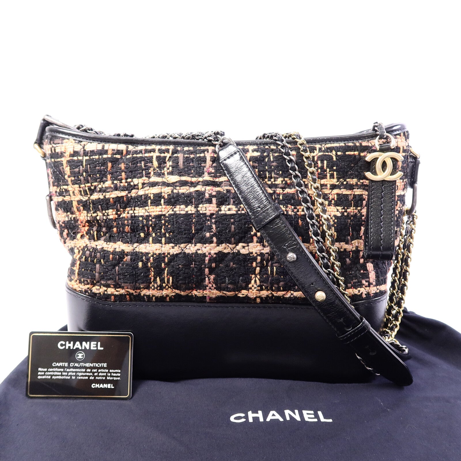 CHANEL 【激減優惠】Tweed Gabrielle Medium鏈帶肩背袋
