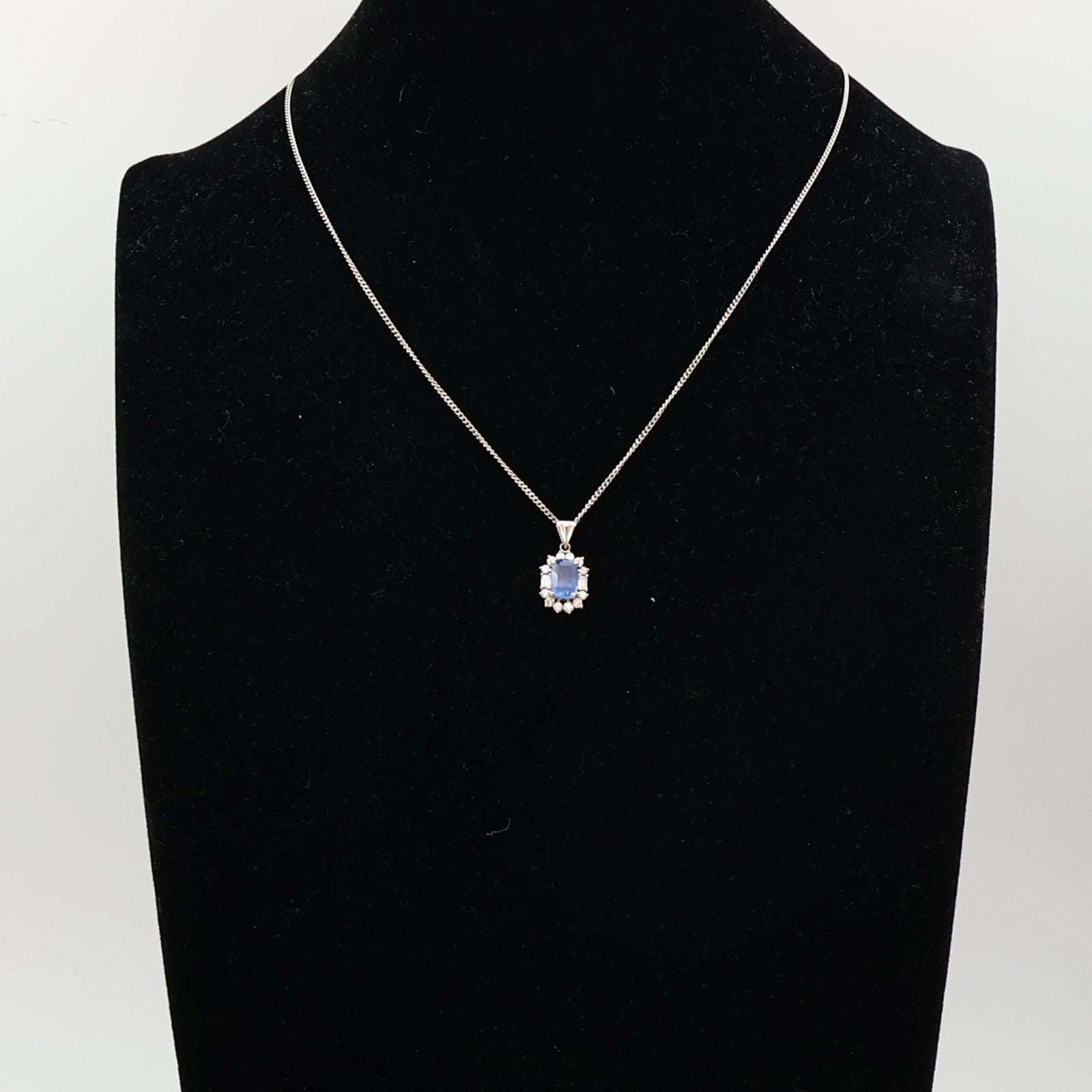 JEWELRY PT900/PT850鉑金Sapphire Necklace藍寶石鑽石項鍊