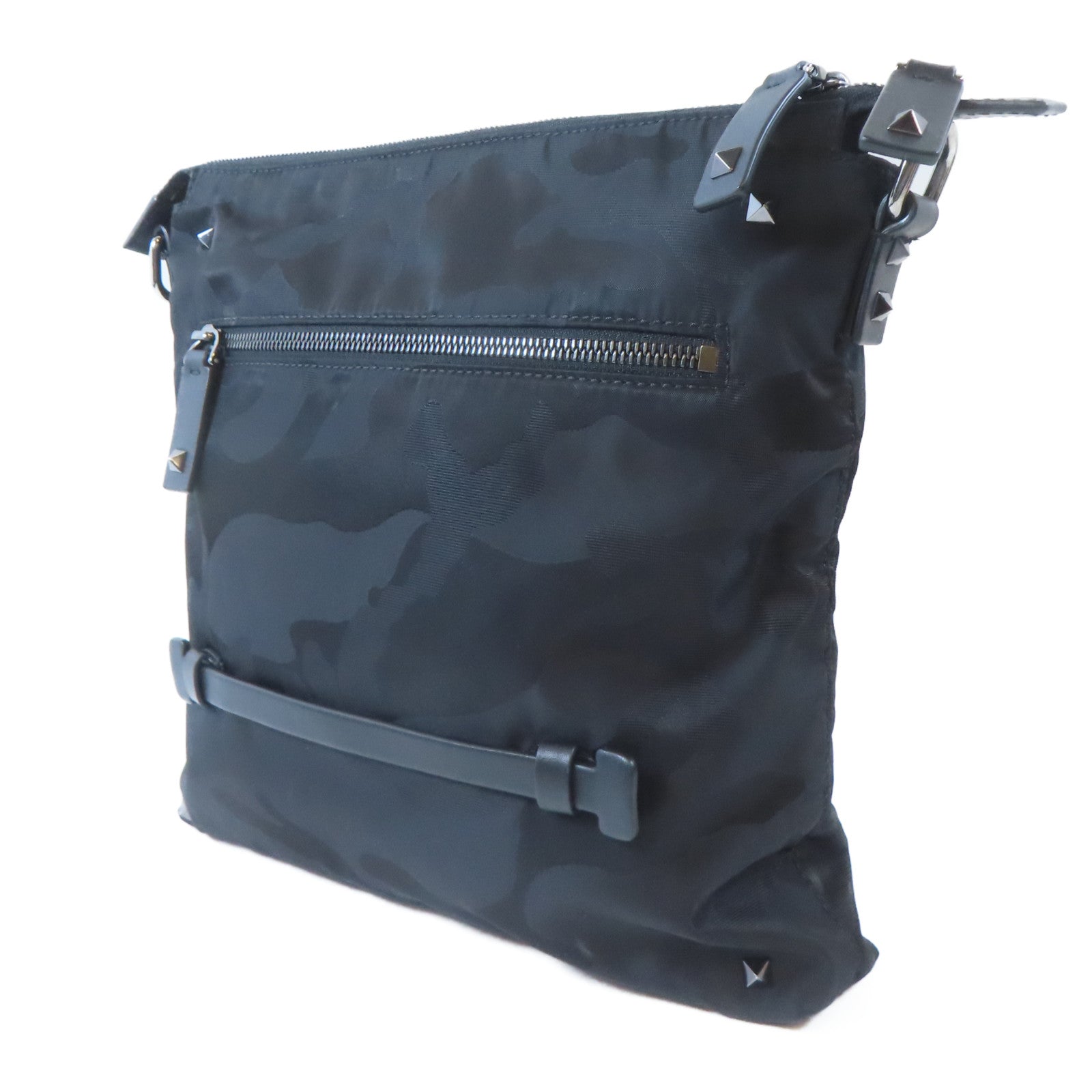 Valentino 尼龍Shoulder Bag銀扣肩背袋黑色
