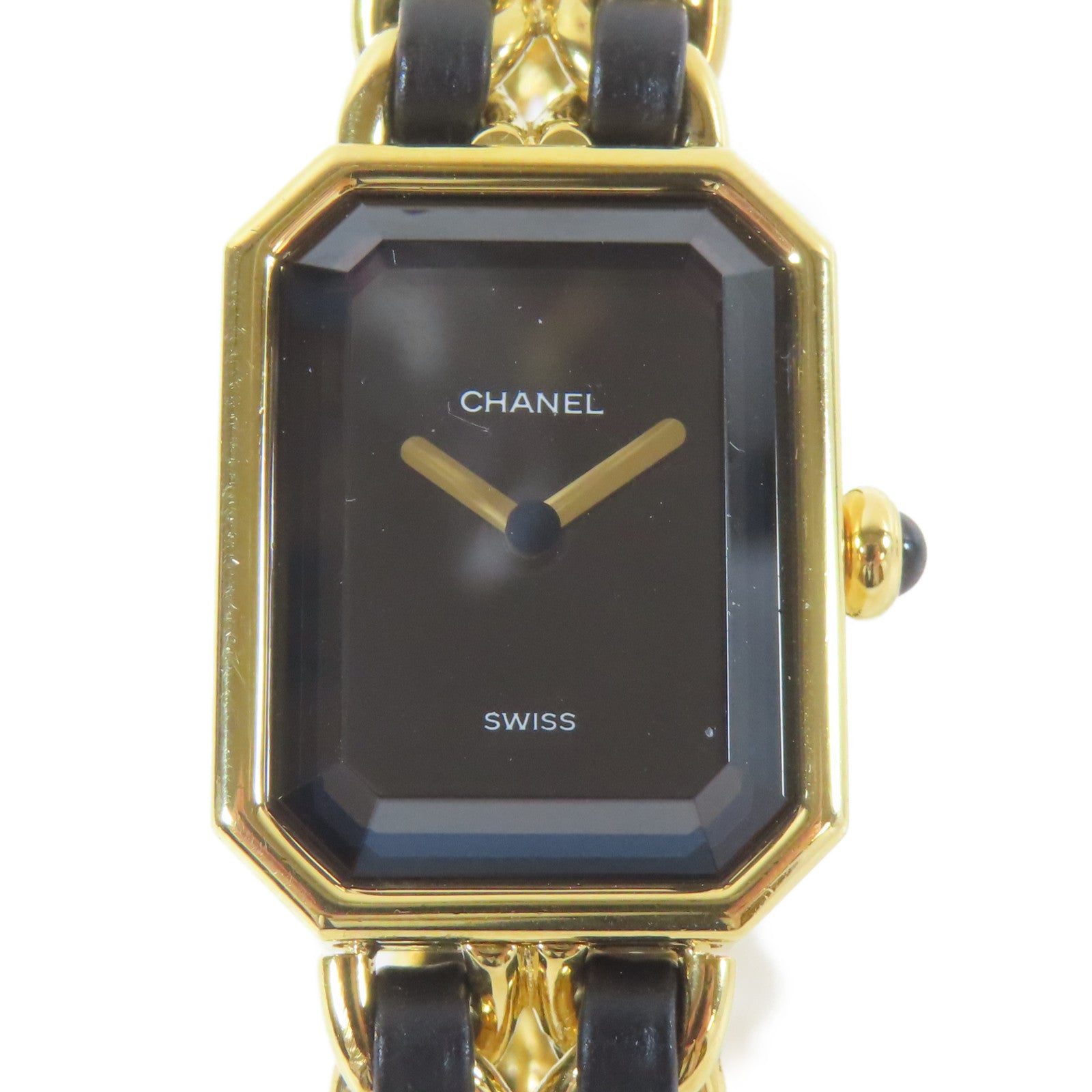 CHANEL Premiere L鍍金手錶石英機芯黑色#16.25cm