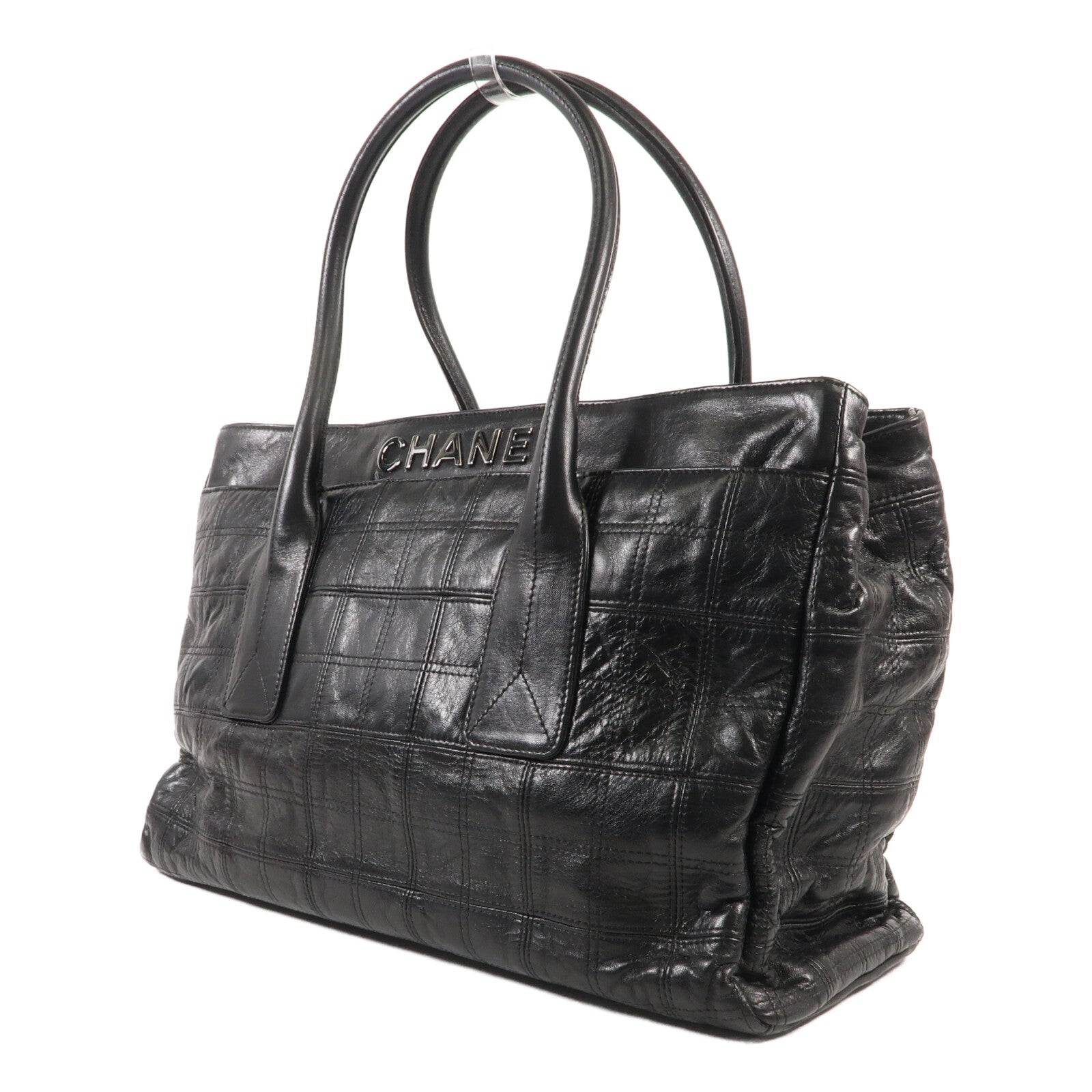 CHANEL 牛皮皮革Tote Bag銀扣手挽袋