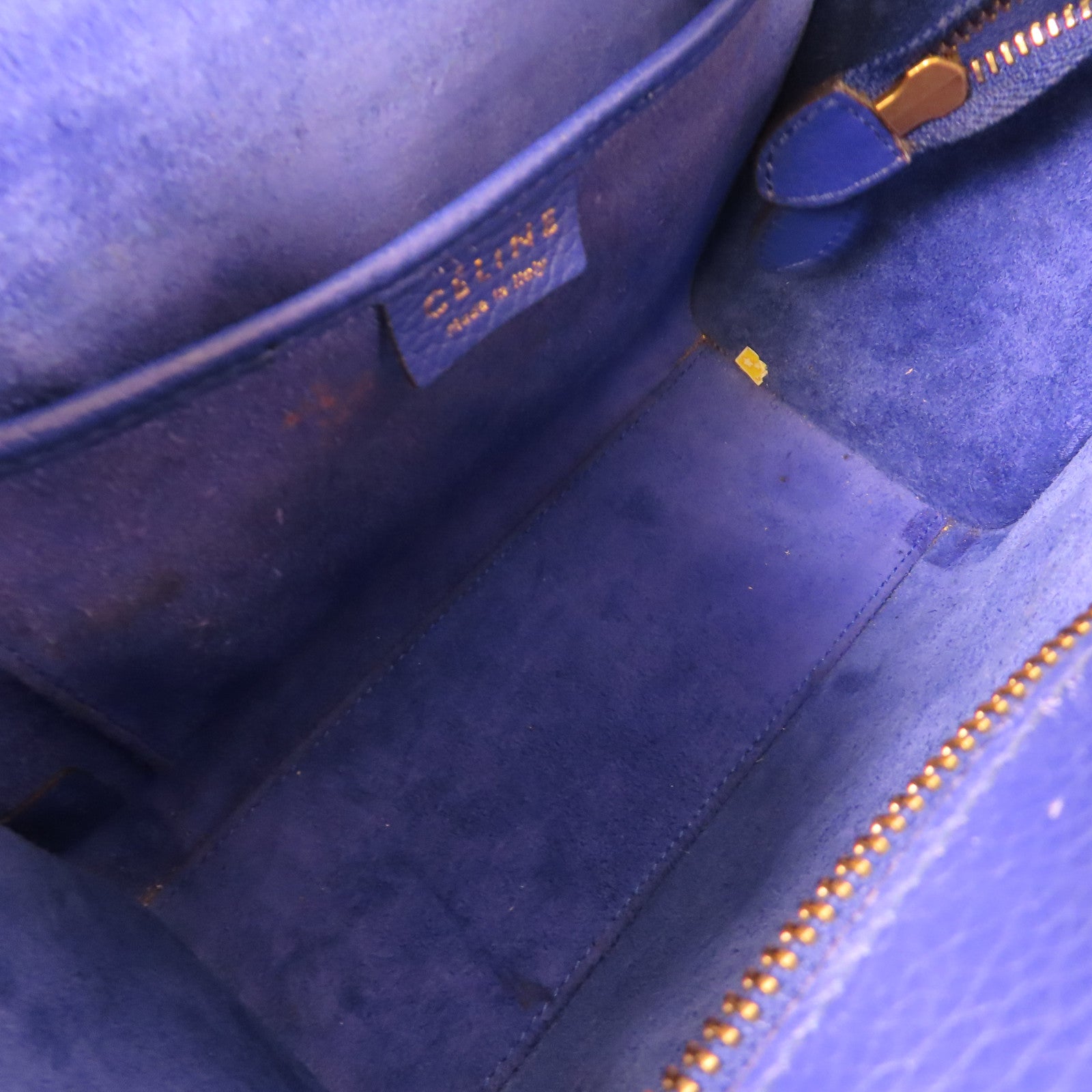CELINE 牛皮皮革Nano Luggage 2Way Shoulder Bag金扣手挽肩背兩用袋藍色